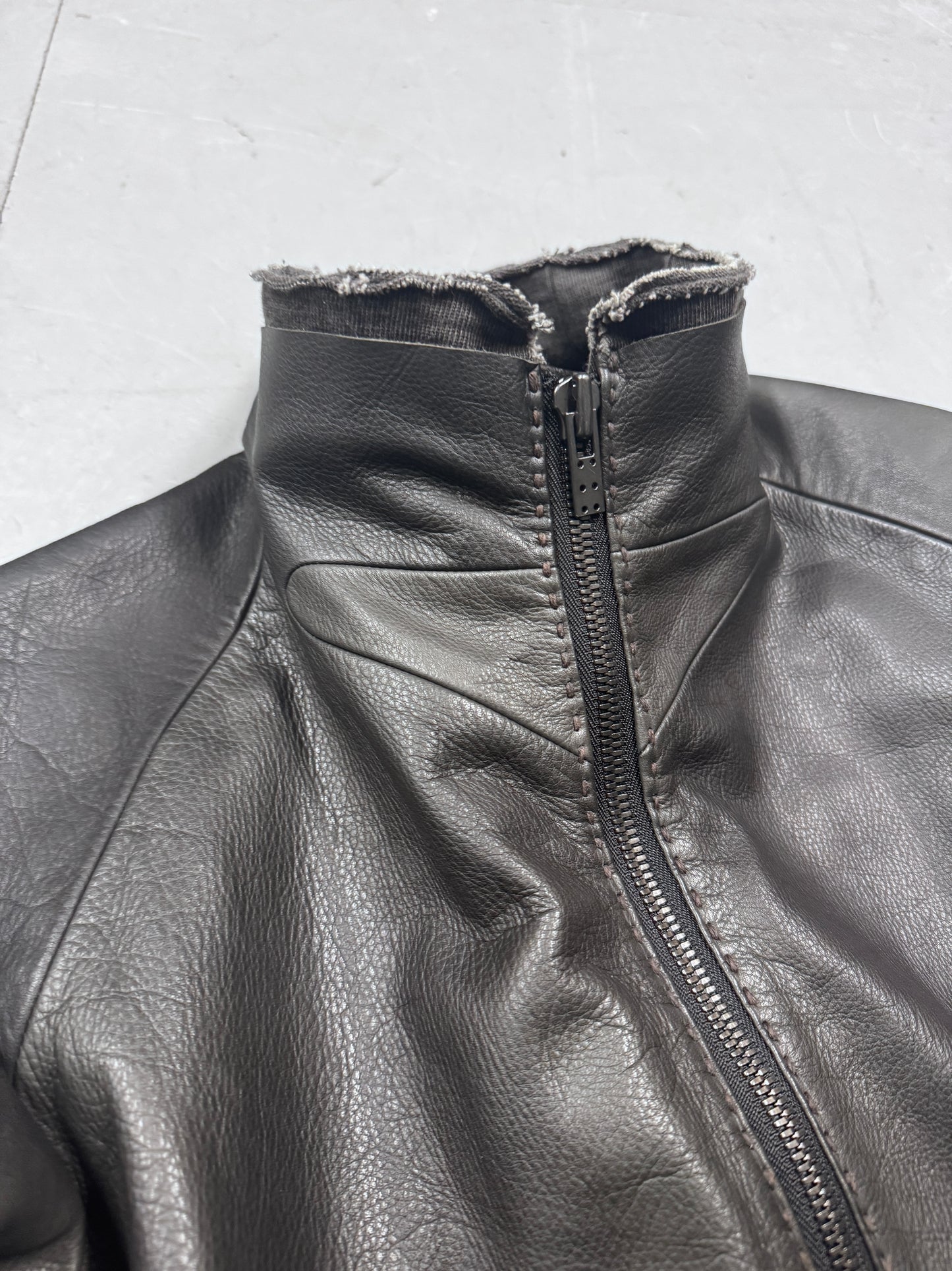 Devoa Layered Textile Anatomical Leather Jacket