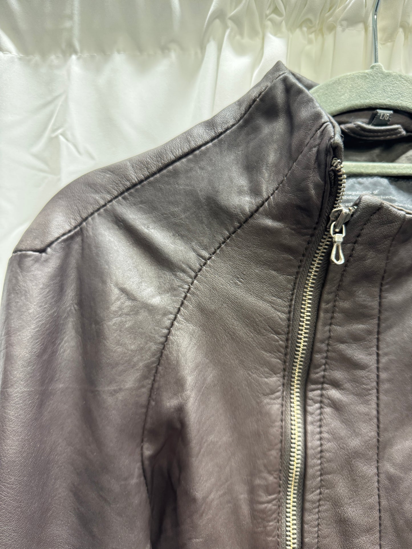 julius leather overlocked asymmetric zipper jacket