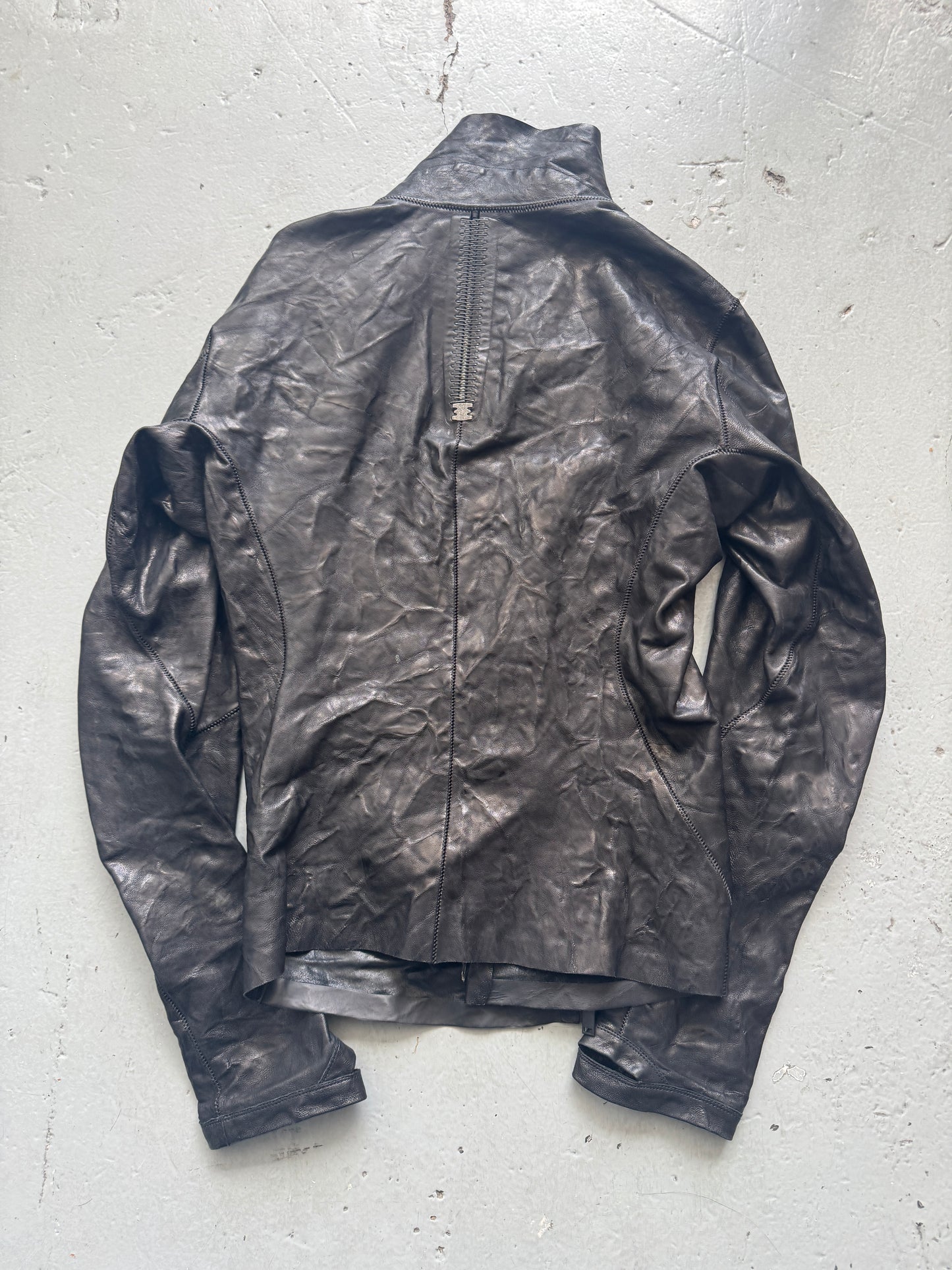 isaac sellam spine and elbow staple leather jacket