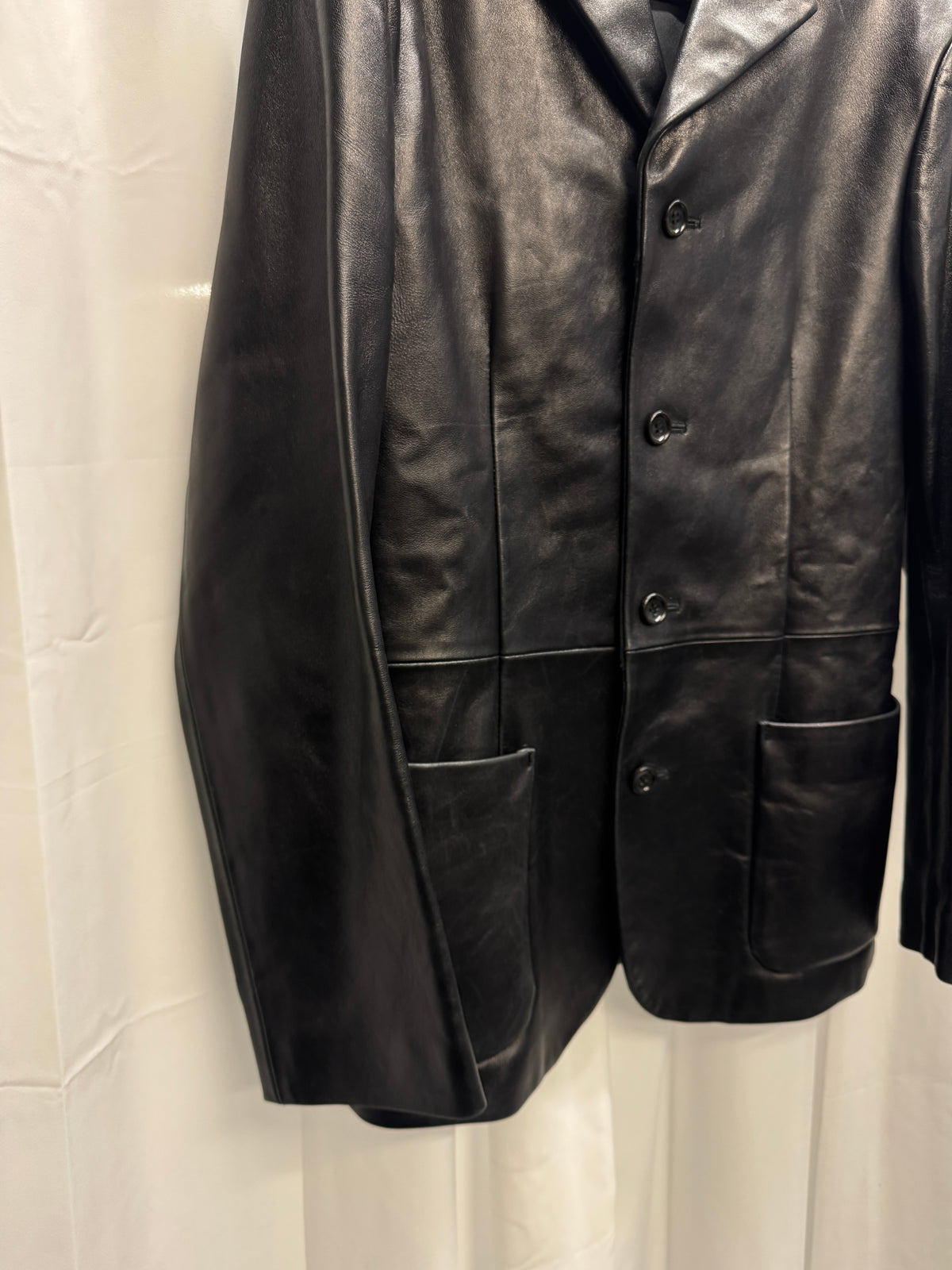 Masaki Matsushima Homme c.1999 Structured Leather Blazer Jacket