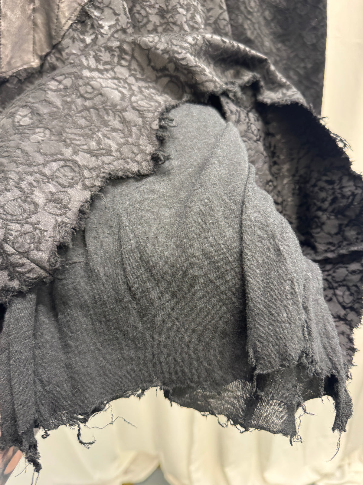 TT Shohei Takamiya Leather + Thick Lace Wide Leg Layered Trouser