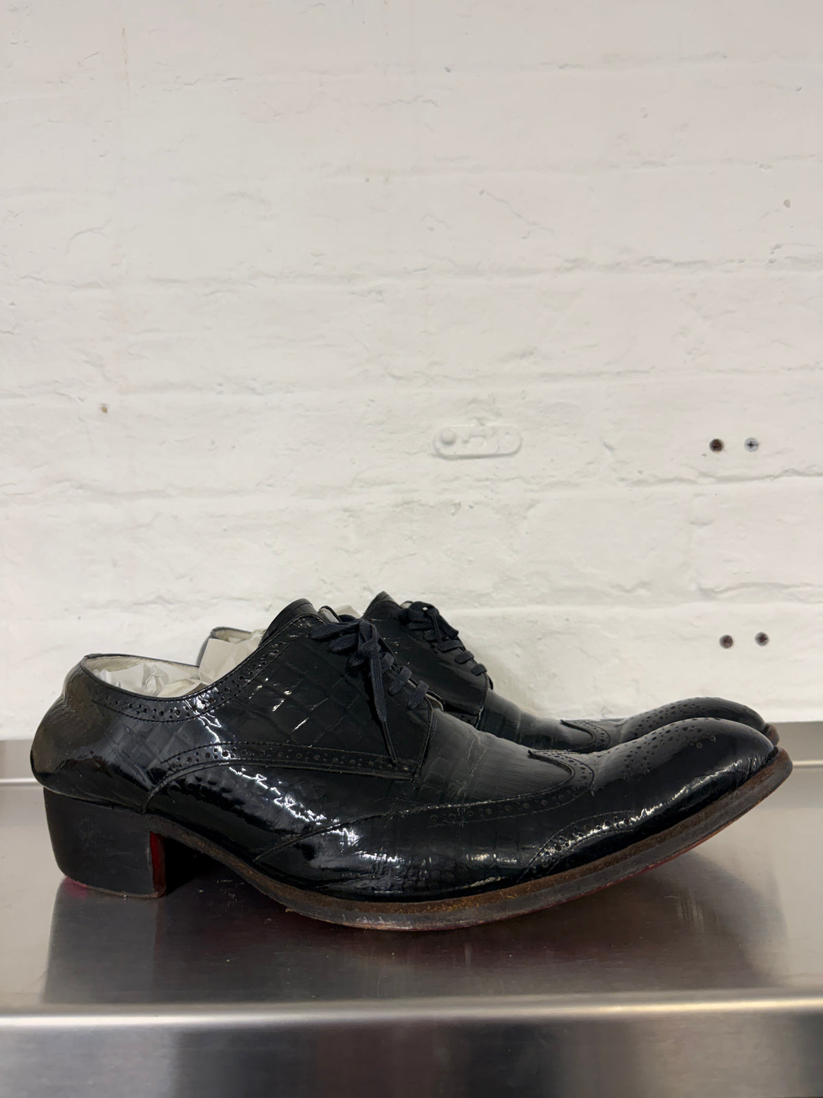Hiromu Takahara Crocodile-Effect Derby Shoes