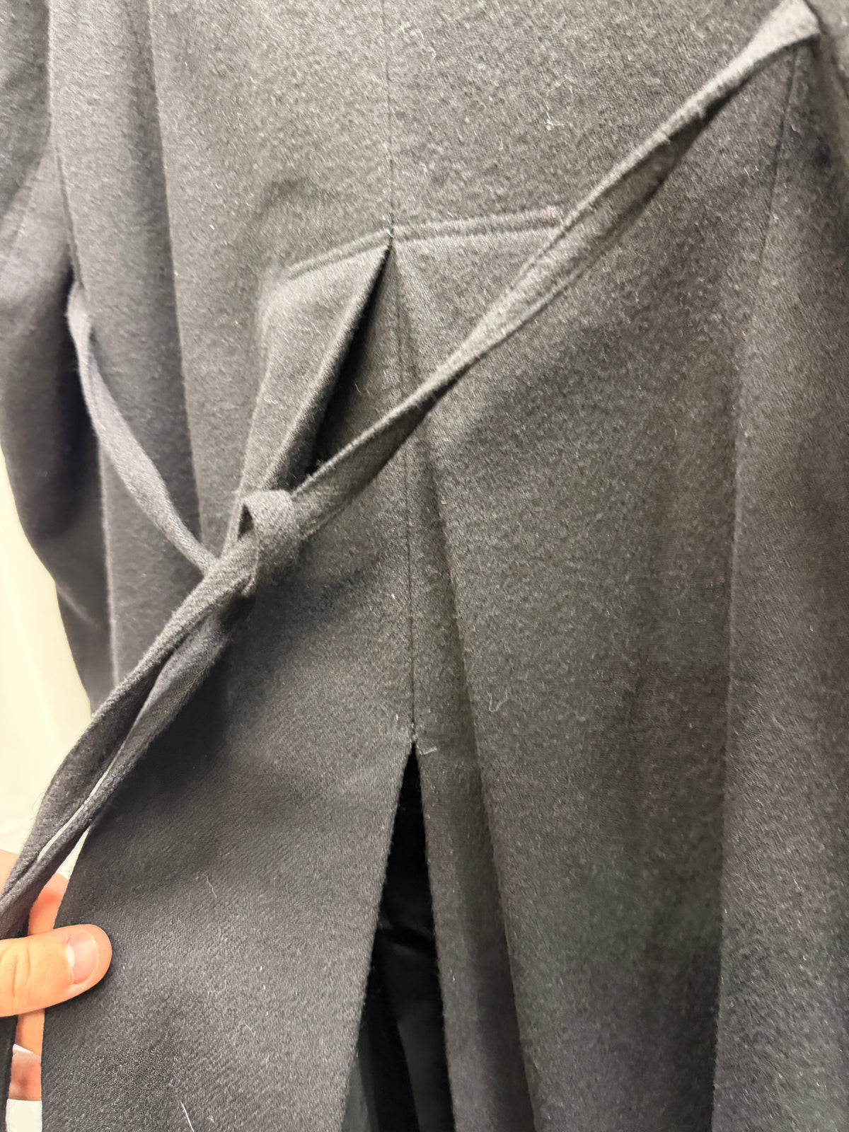 Ann Demeulemeester Early 2000s Satin Trim High Buttoning Wool Coat (S)