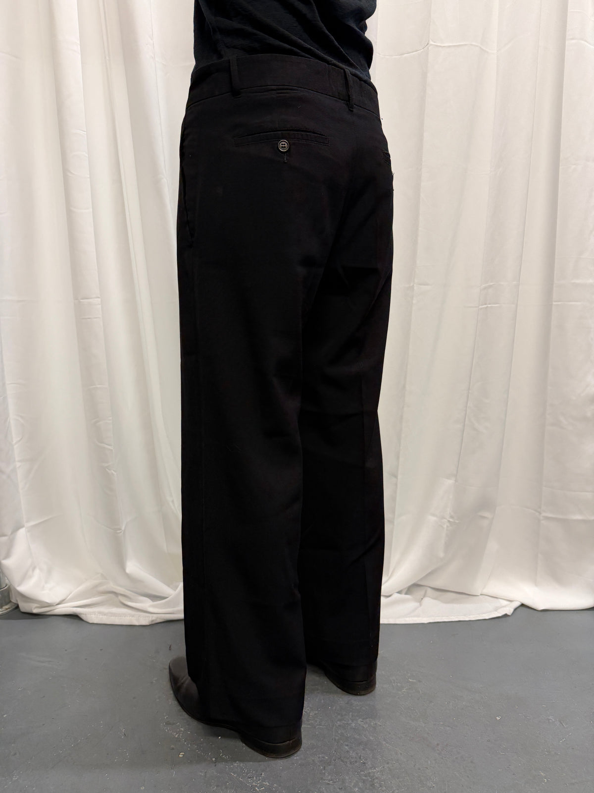 Ann Demeulemeester Black Virgin Wool Tailored Wide Trousers (S)