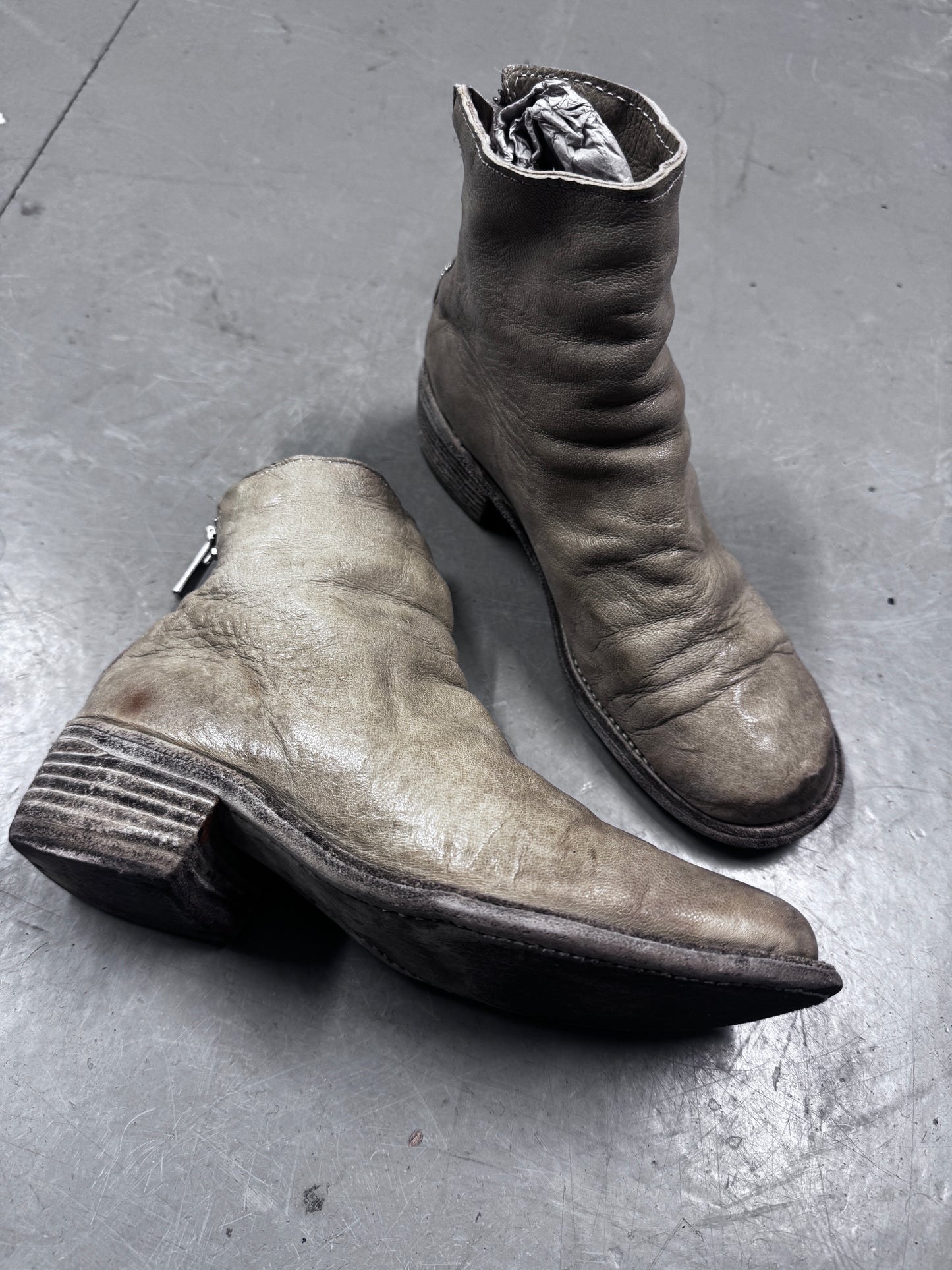 Guidi Mid Grey Backzip Boots