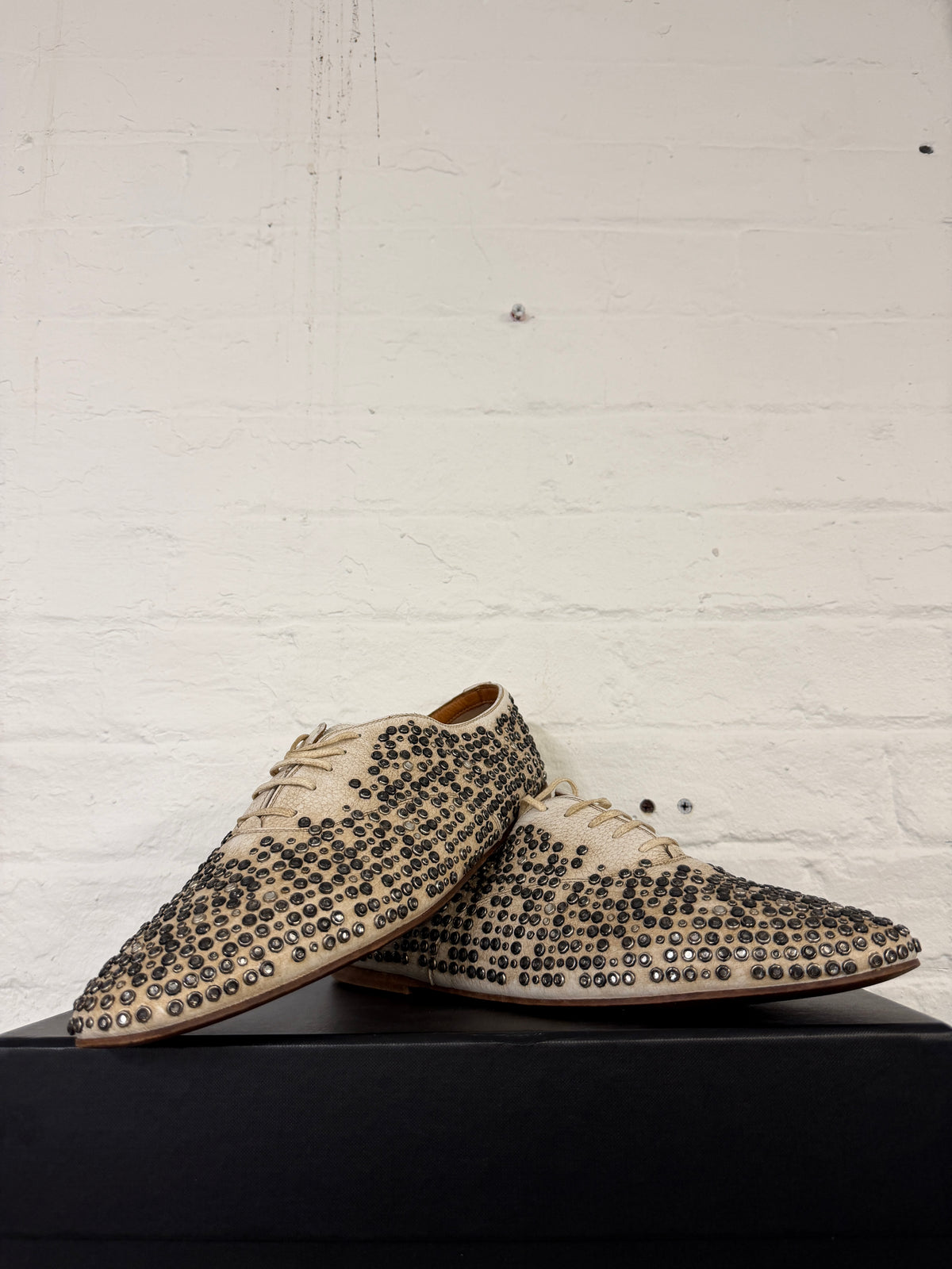 Saint Laurent Paris All Over Studded Leather Derby Shoes (44/45)