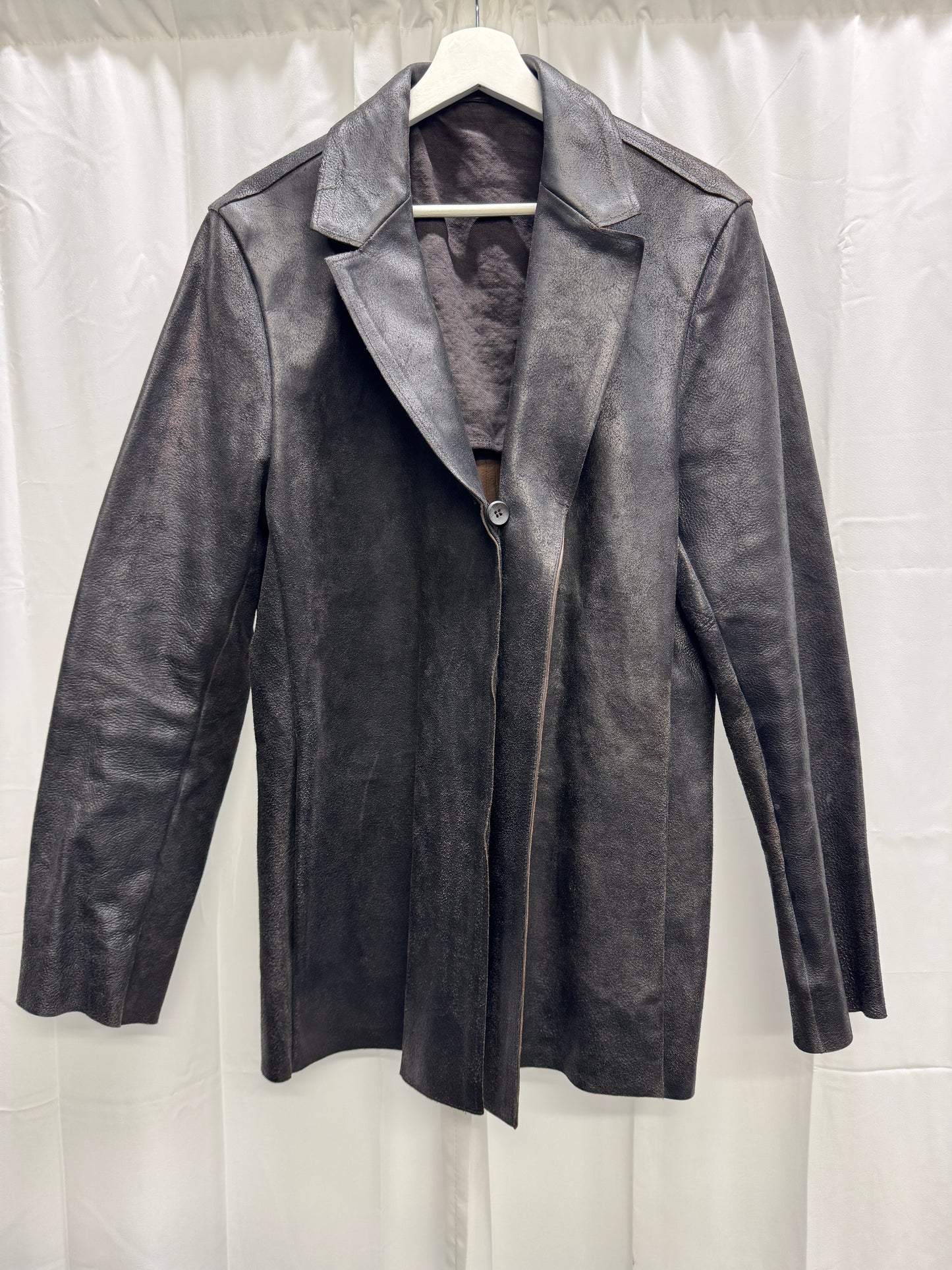 carpe diem maurizio altieri aw04 thick reverse leather collared button jacket