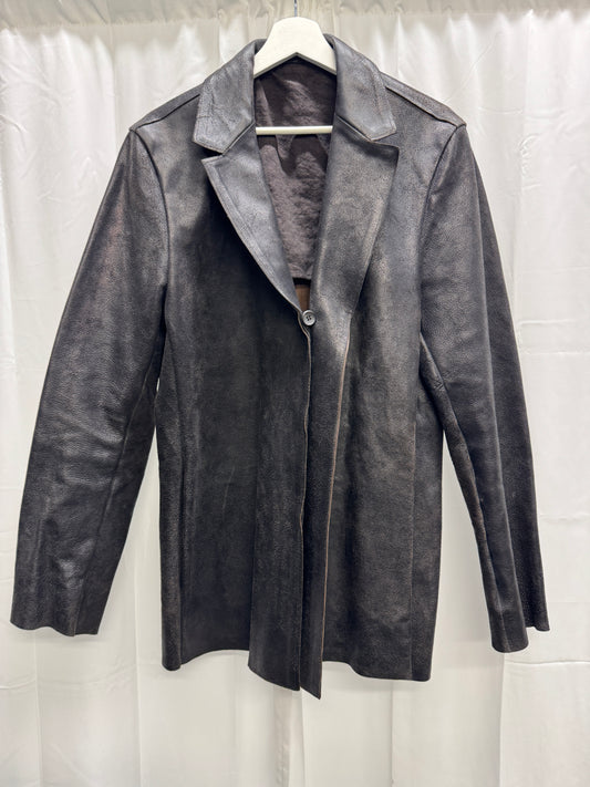 carpe diem maurizio altieri aw04 thick reverse leather collared button jacket