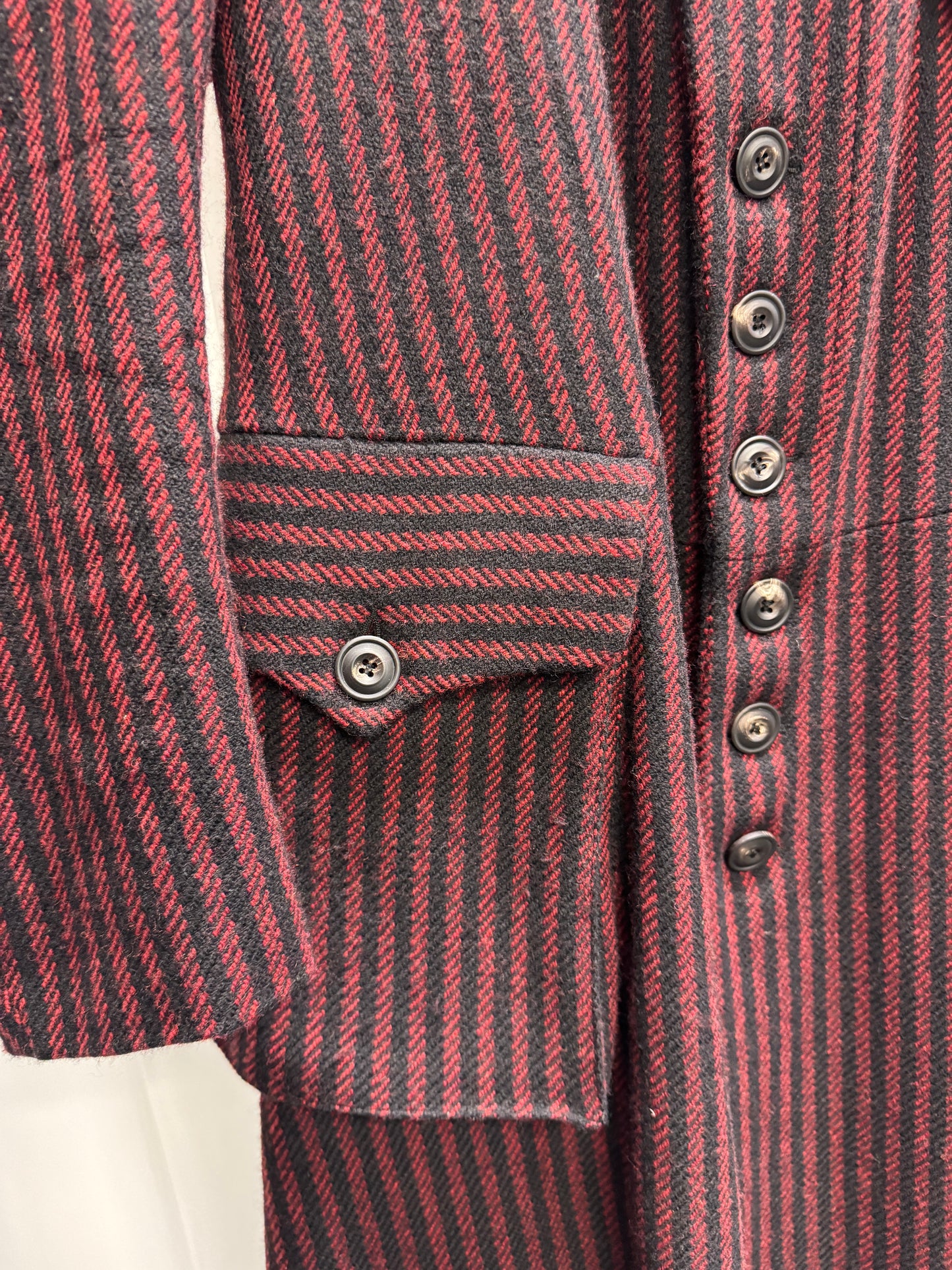 John Alexander Skelton CX AW21 British Wool Striped High Collar Coat