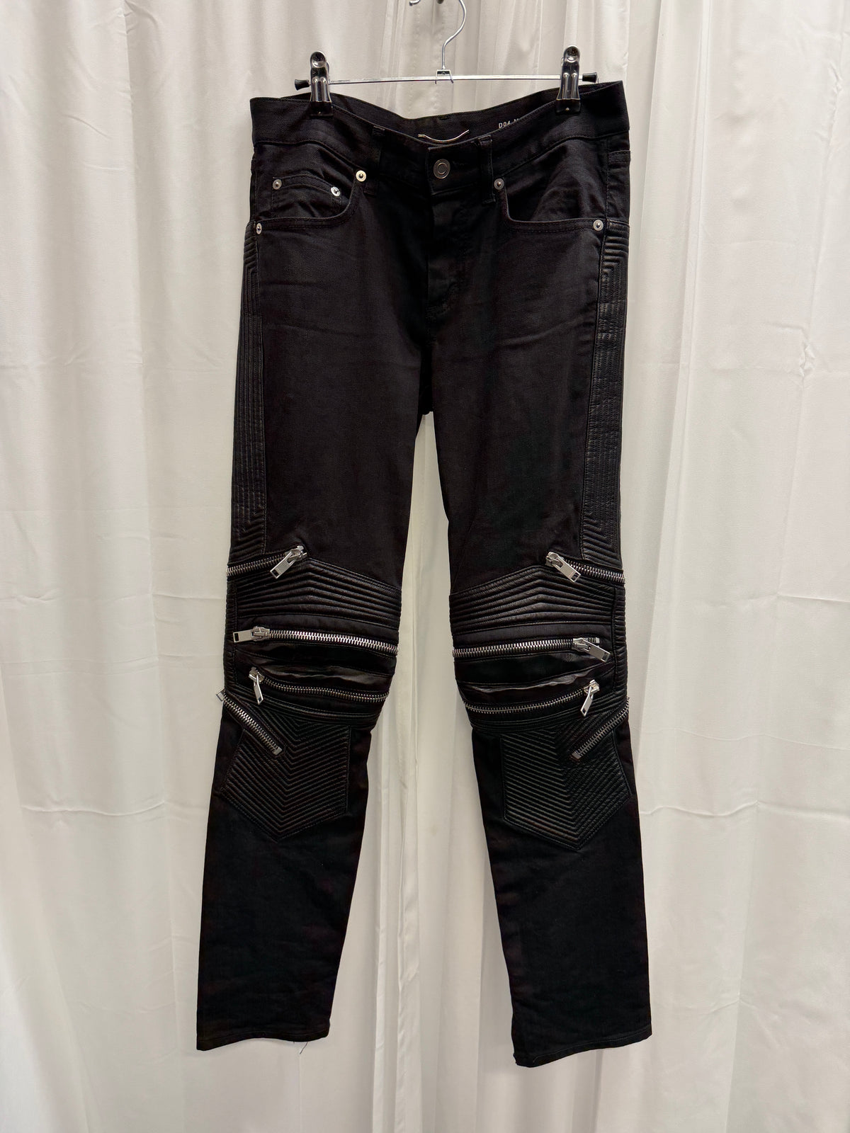 Saint Laurent Paris AW14 D04 Multi-Zip Leather Panel Biker Jeans