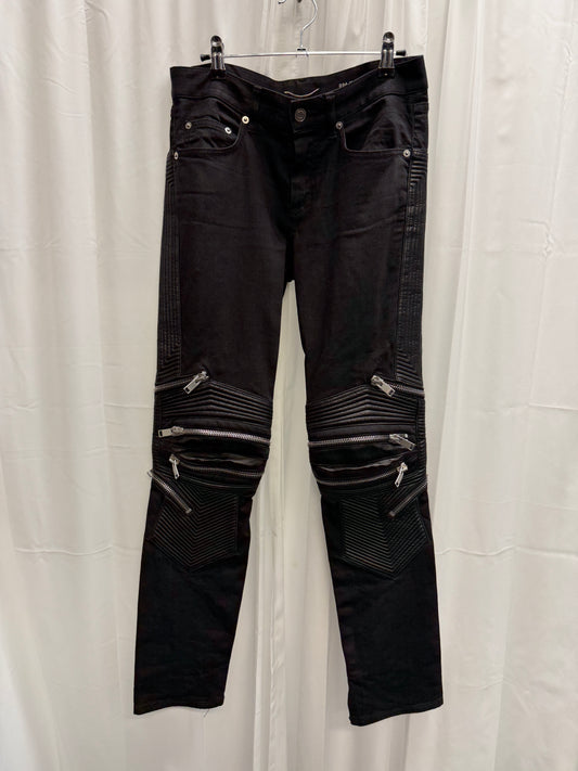 Saint Laurent Paris AW14 D04 Multi-Zip Leather Panel Biker Jeans