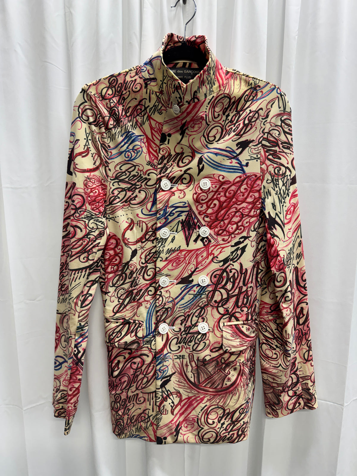 Comme Des Garcons Homme Plus AW15 Runway Born To Die Tattoo Stretch Blazer