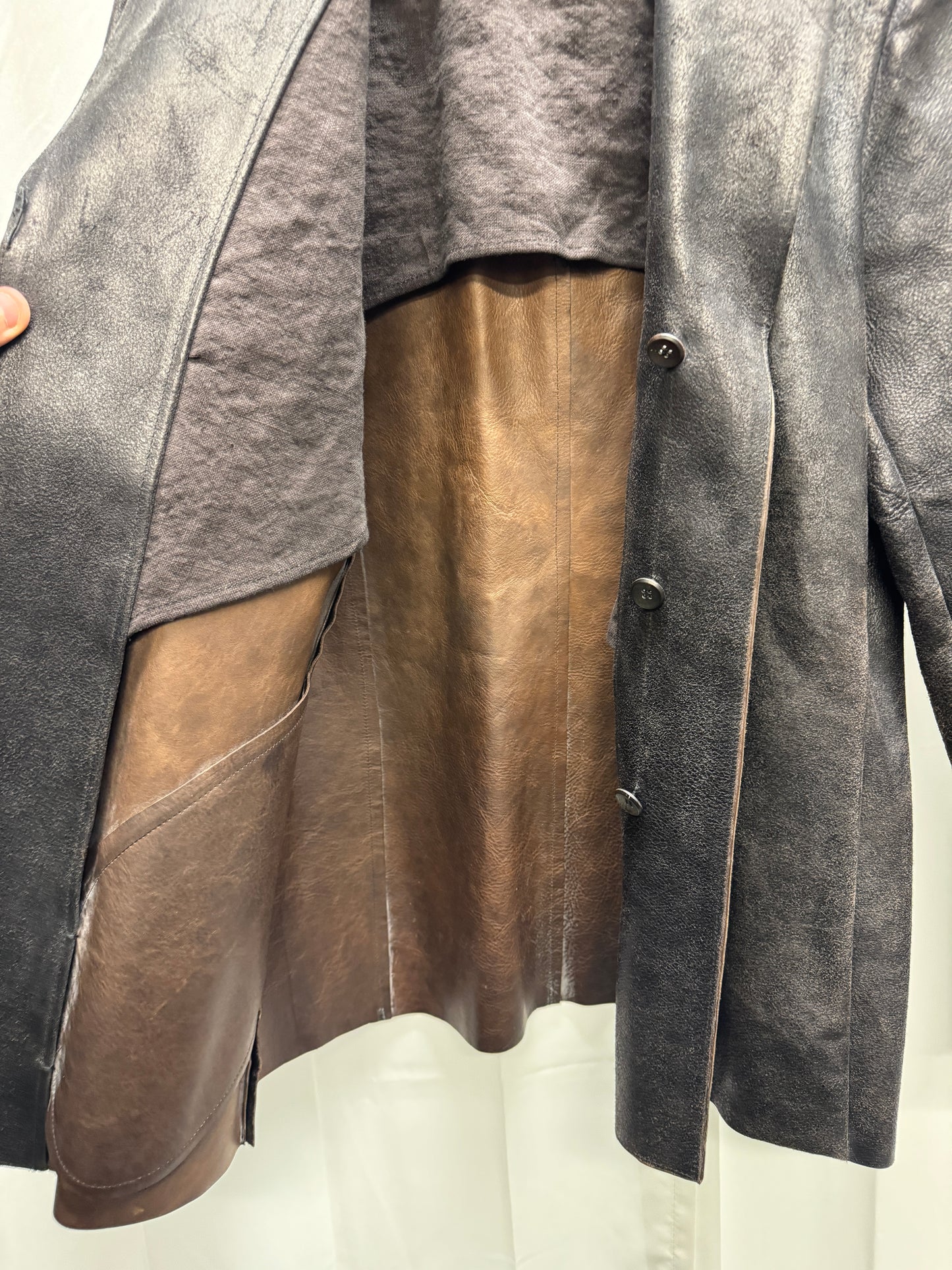 carpe diem maurizio altieri aw04 thick reverse leather collared button jacket