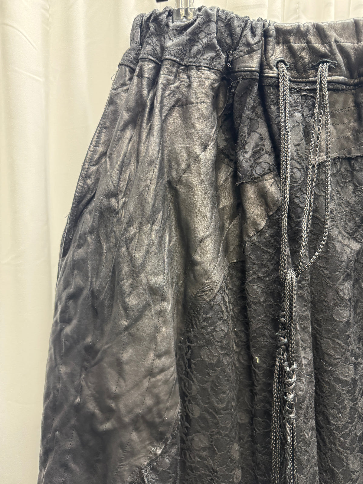 TT Shohei Takamiya Leather + Thick Lace Wide Leg Layered Trouser