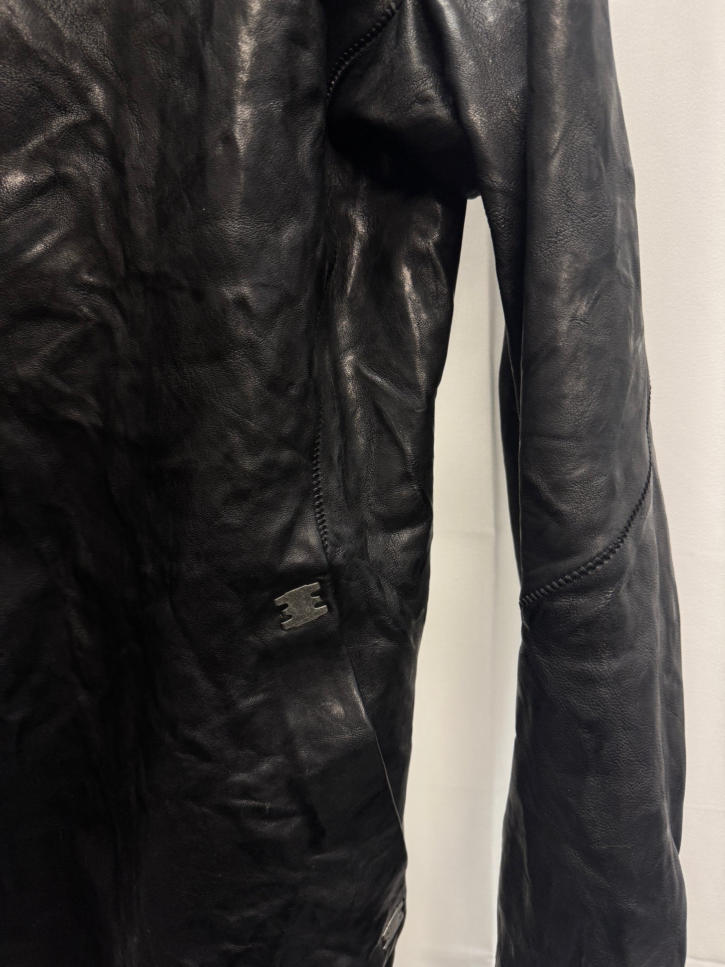 Isaac Sellam Experience Spine + Elbow Thumbholed High Neck Leather Jacket
