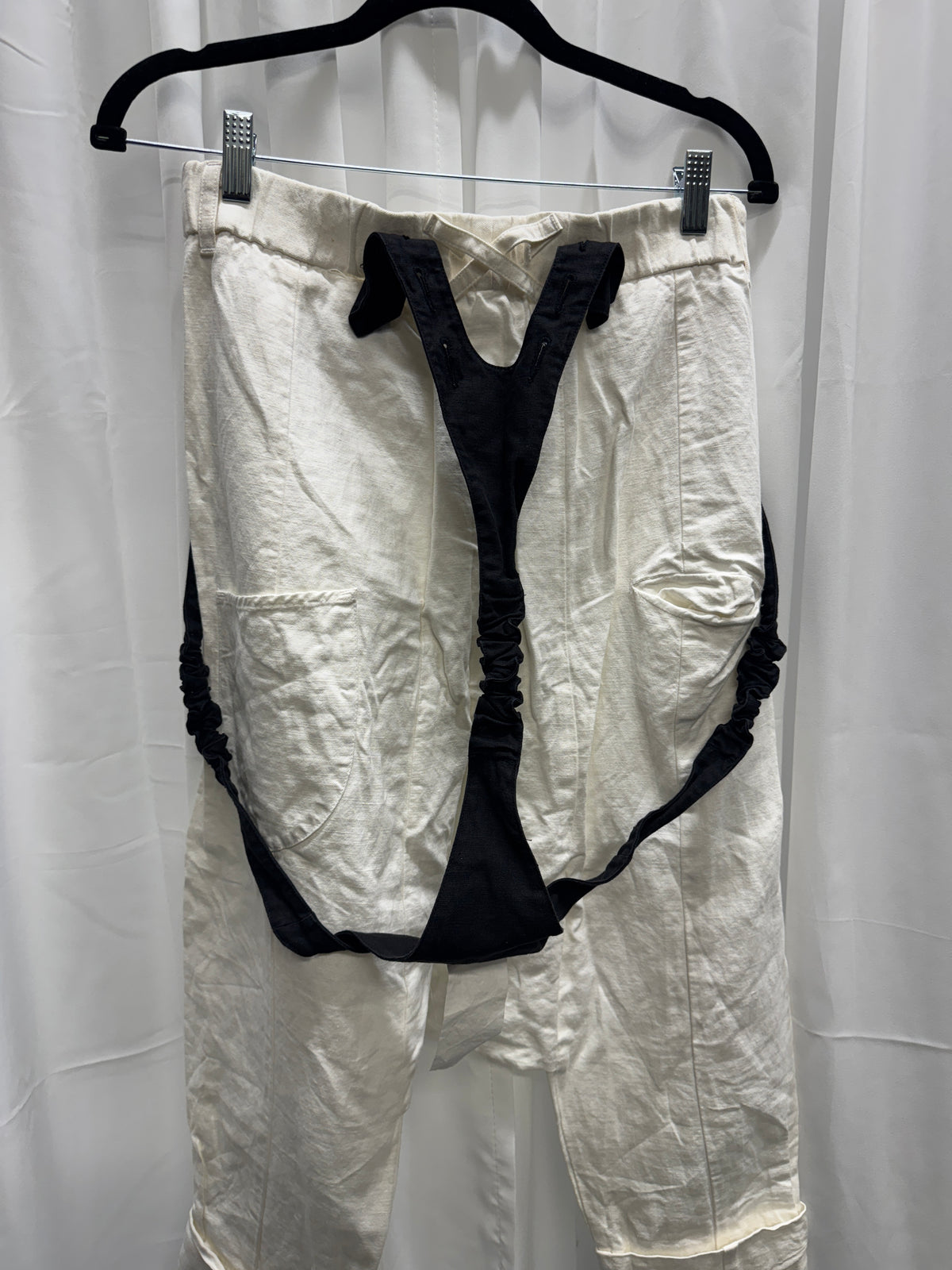 NostraSantissima Linen Contrast Suspender Drop Crotch Trouser