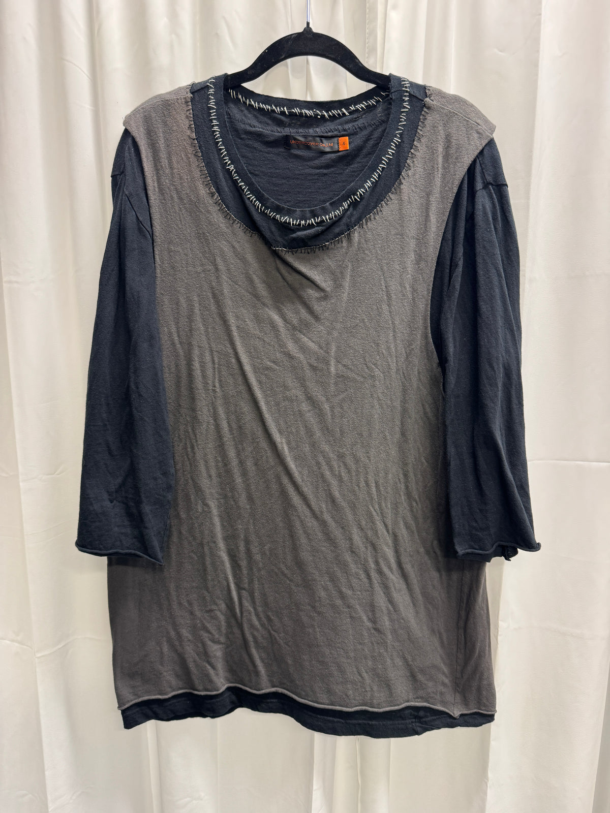 UNDERCOVER SS03 “SCAB” Layered Hand-Stitched 3/4 Sleeve Top