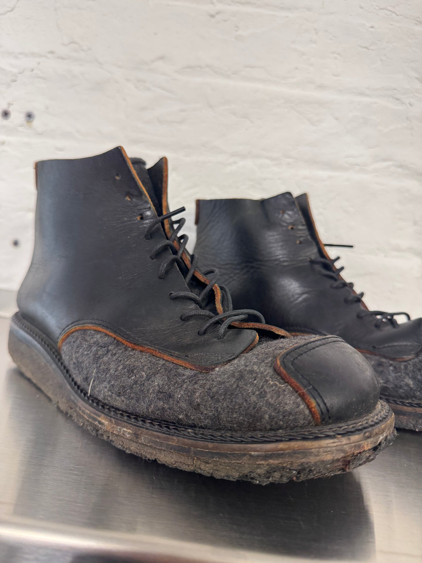 mihara yasuhiro felt and leather boot