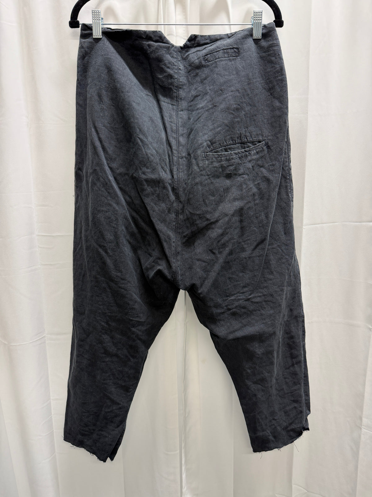 Hannibal. Washed Black Draped Cotton Trousers (M)