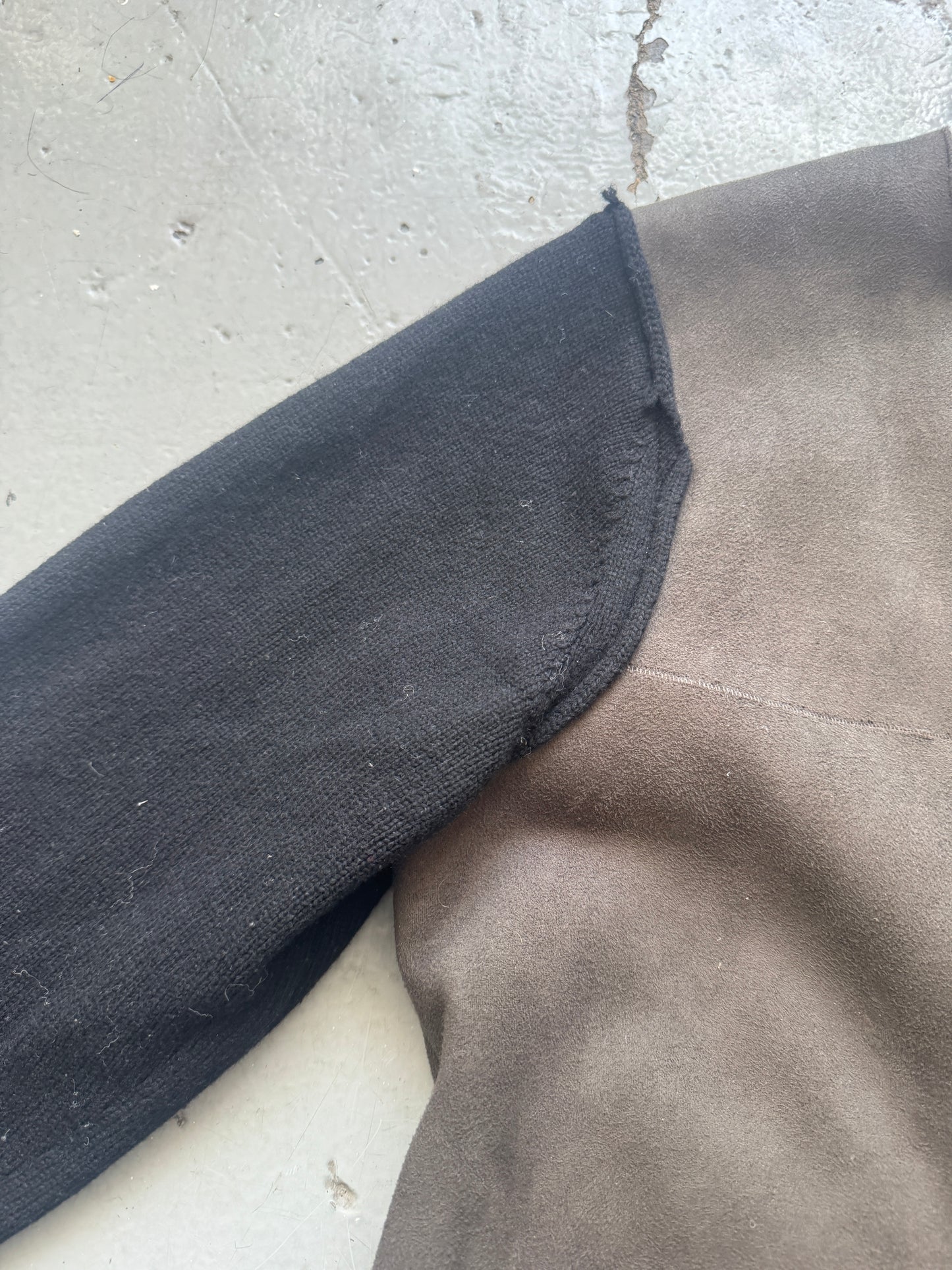 tao cdg shearling knit sleeve buttoned jacket