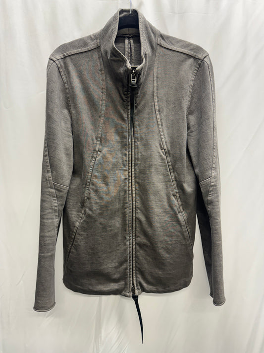 the viridi anne anatomical seam leather detail raw jacket