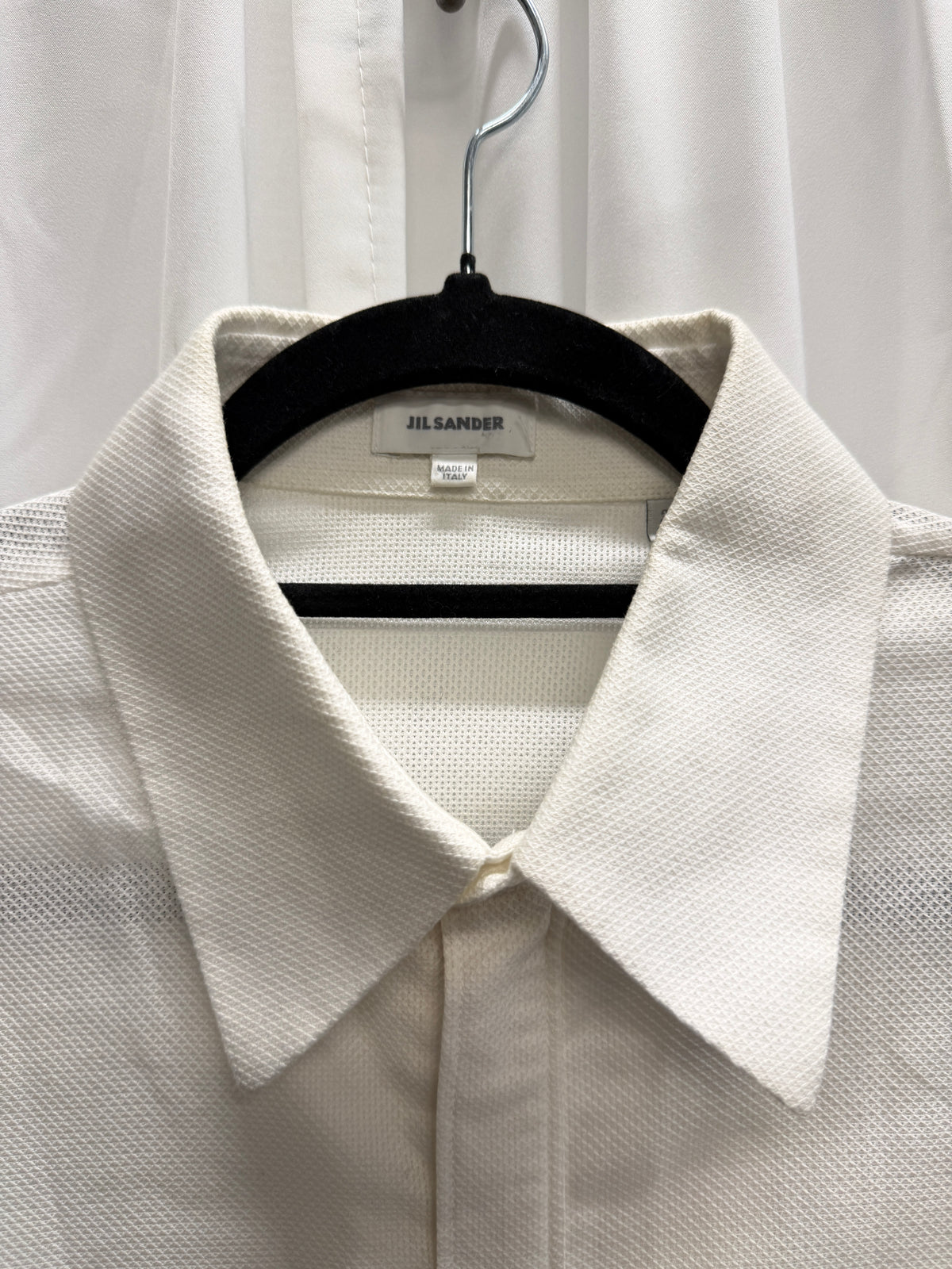 Jil Sander SS13–SS14 Cotton Mesh Shirt Jacket with Black Contrast Panels (S)