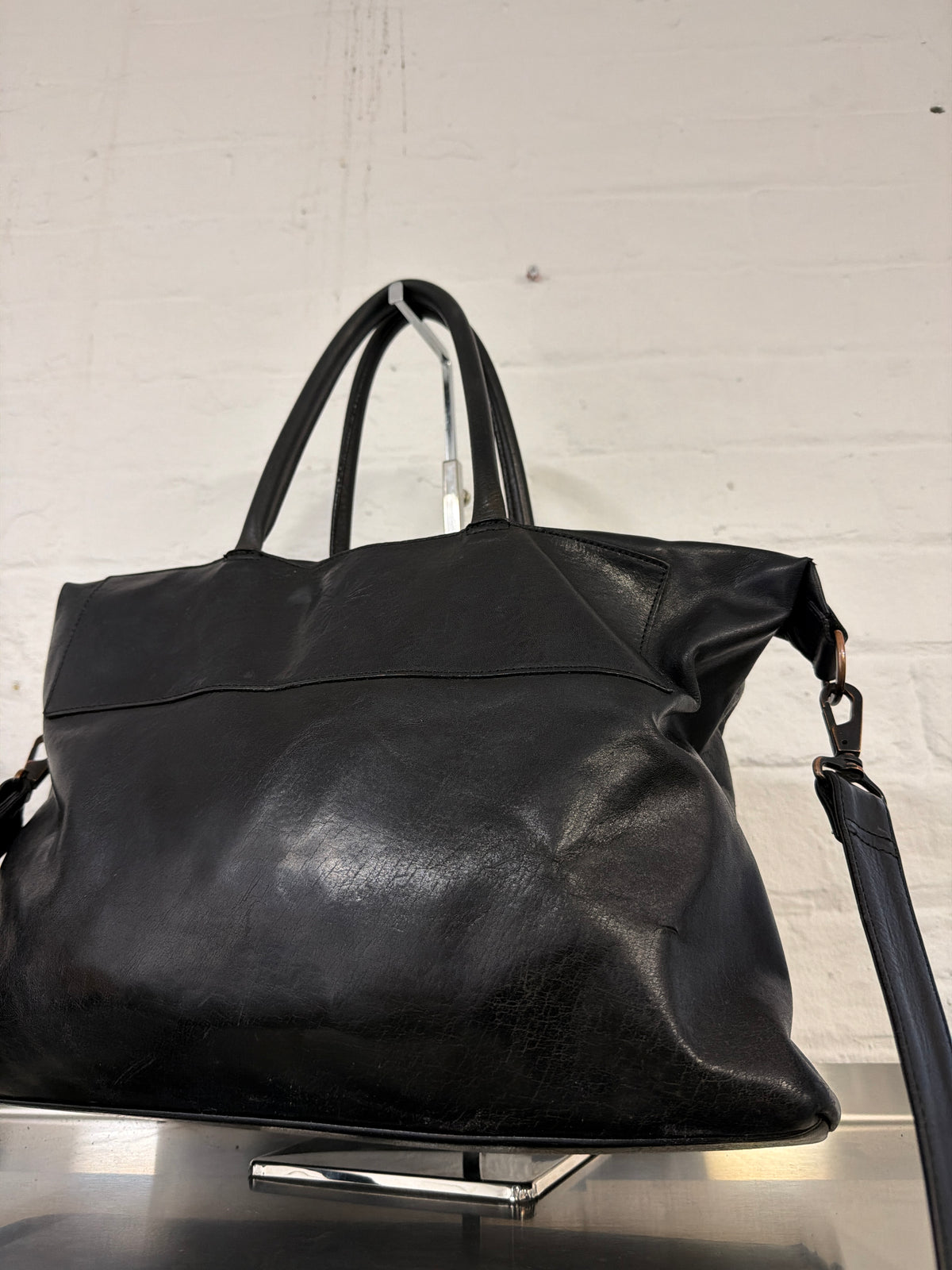 Mihara Yasuhiro 1990s Moulded Leather Buckle Crossbody Bag