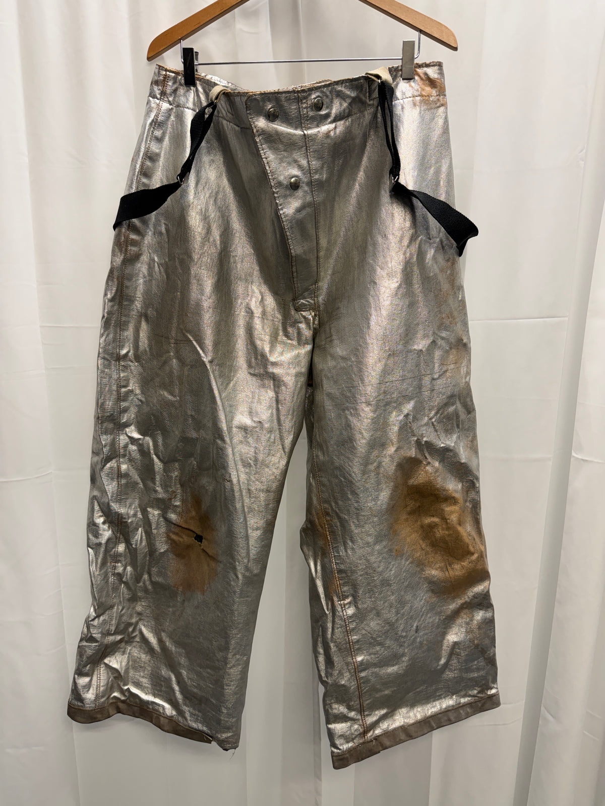 1960s US Military Fire Service Metallic Silver Trousers (L)
