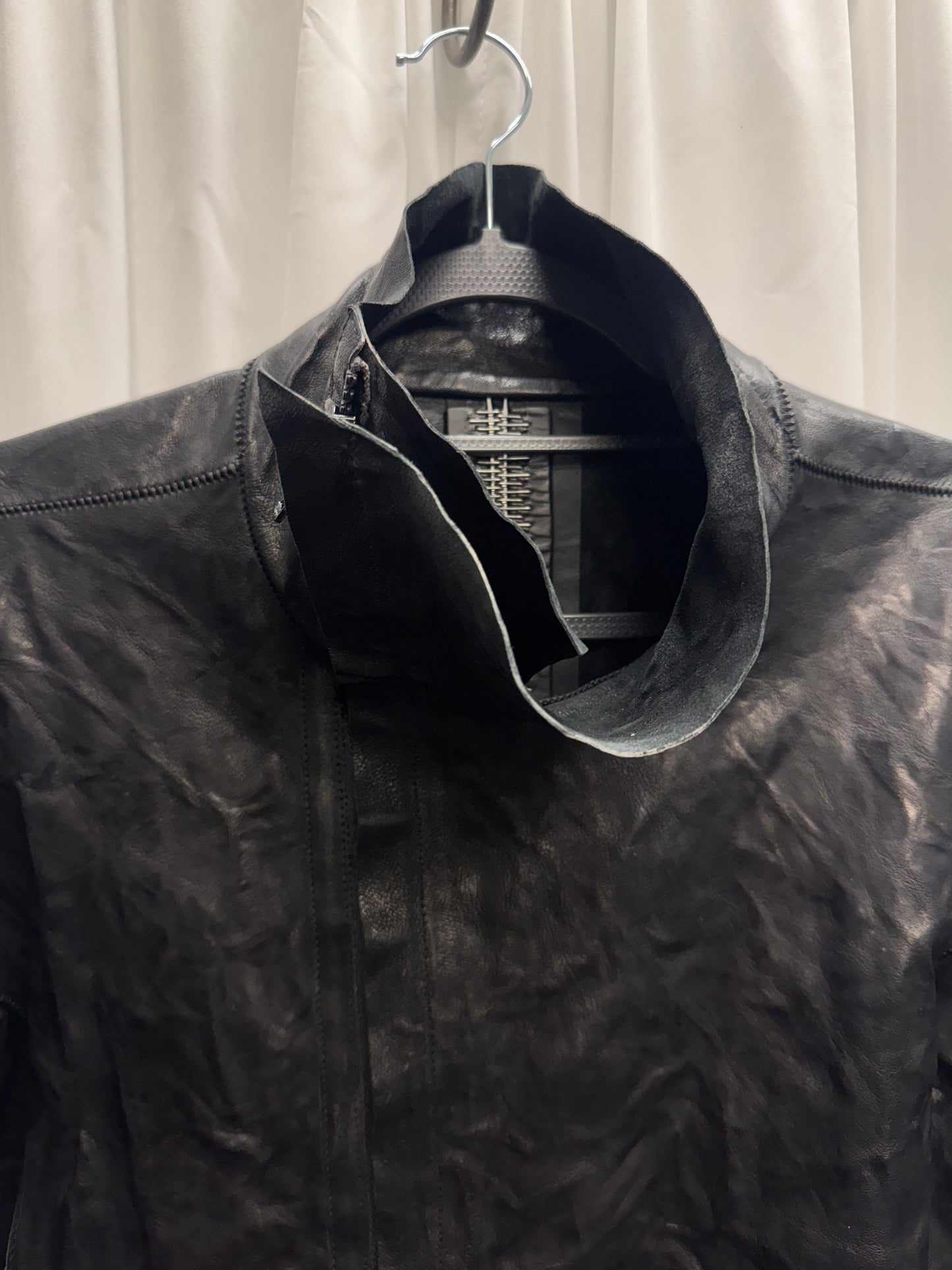 Isaac Sellam Experience Spine + Elbow Thumbholed High Neck Leather Jacket