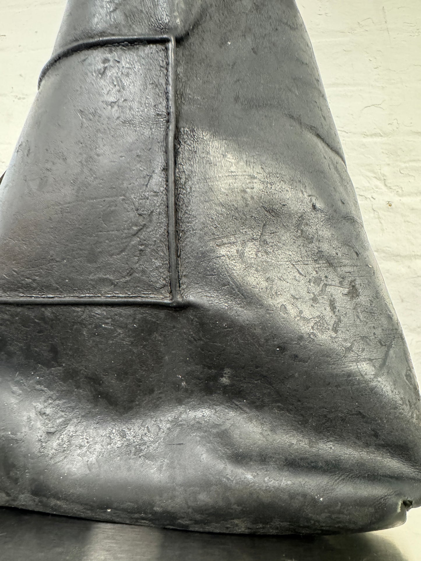 Kagari Yusuke Moulded Square Coated Leather Side Bag