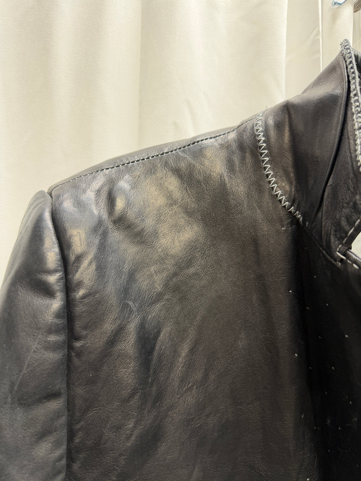 Carol Christian Poell SS06 Male U-Turn LM-2113/L ZAG-PTC/29 Garment-Dyed Leather Scarstitch Blazer (XL)