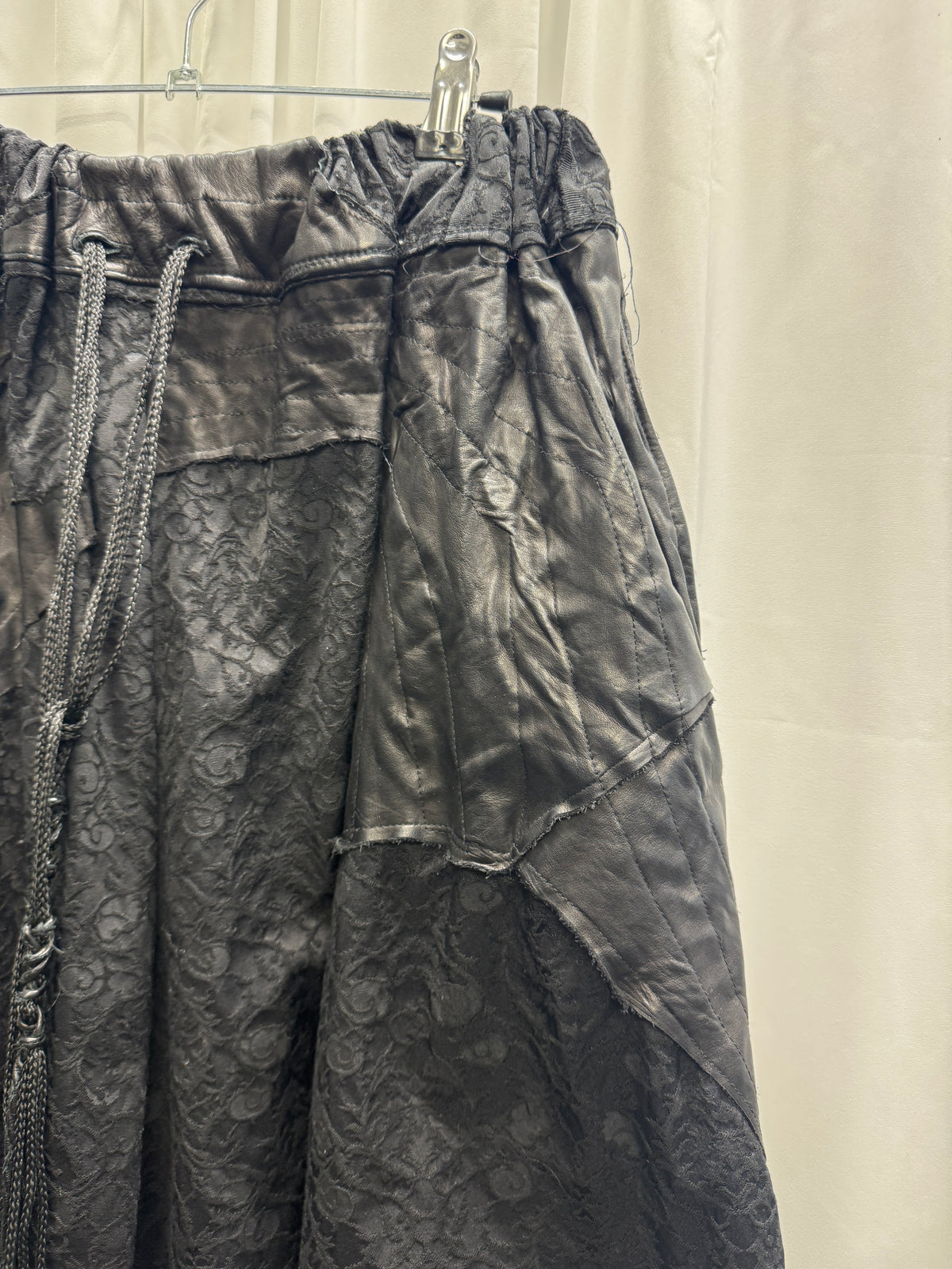 TT Shohei Takamiya Leather + Thick Lace Wide Leg Layered Trouser