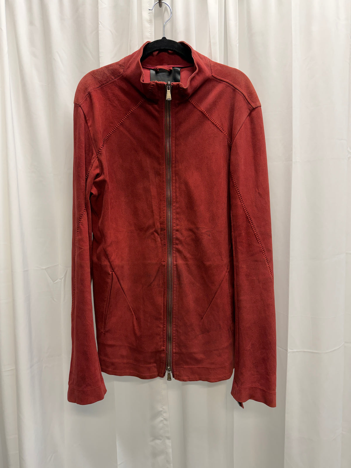 10Sei0Otto Stretch Leather Red Overlock Jacket (L)