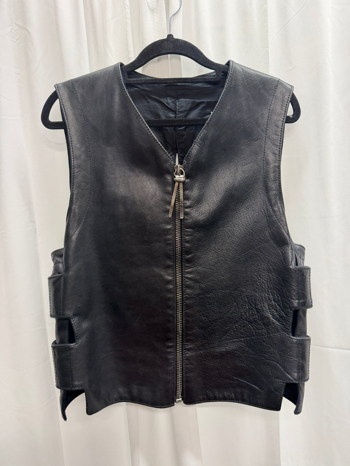 Dirk Bikkembergs AW96 Velcro Strap Bullet Moto Leather Vest (L)