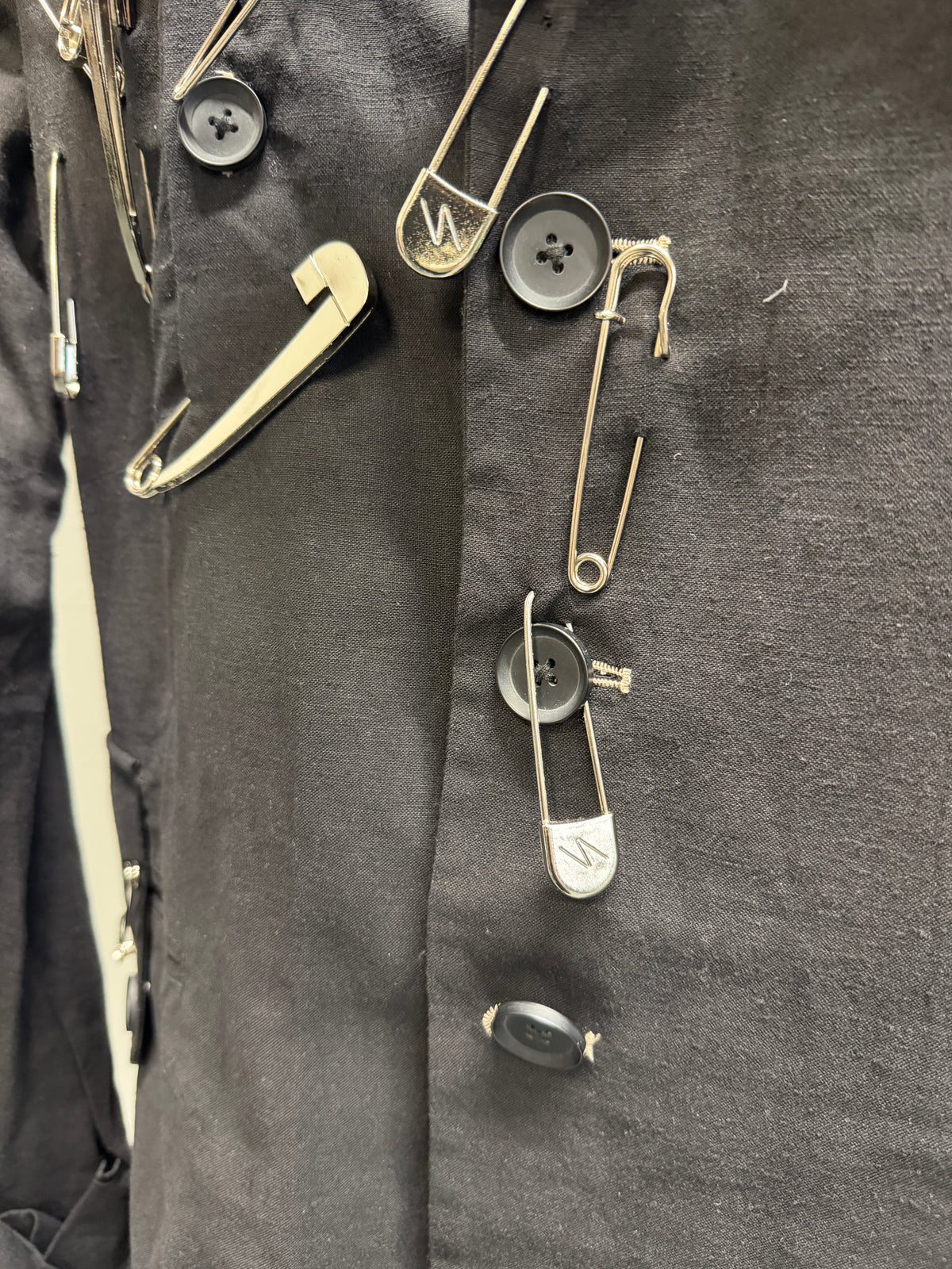 Yohji Yamamoto Pour Homme Cluster Safety Pin Asymmetric Buttoned Blazer (M)