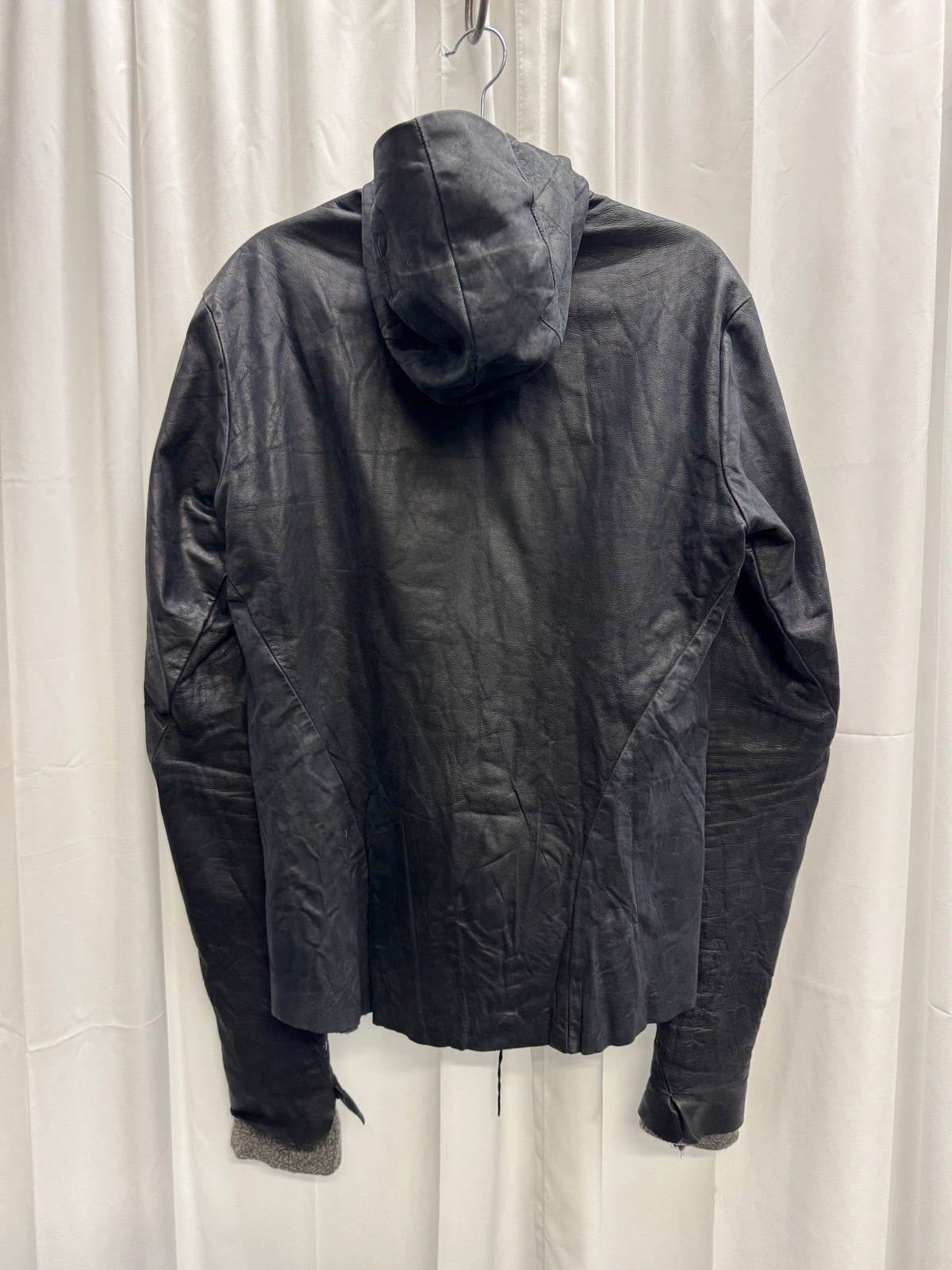 m.a+ Knit-Lined Leather Hooded Aviator Jacket
