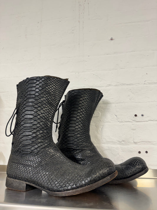 CARPE DIEM Early 00s 100% Python S63M Back-Lace Boots
