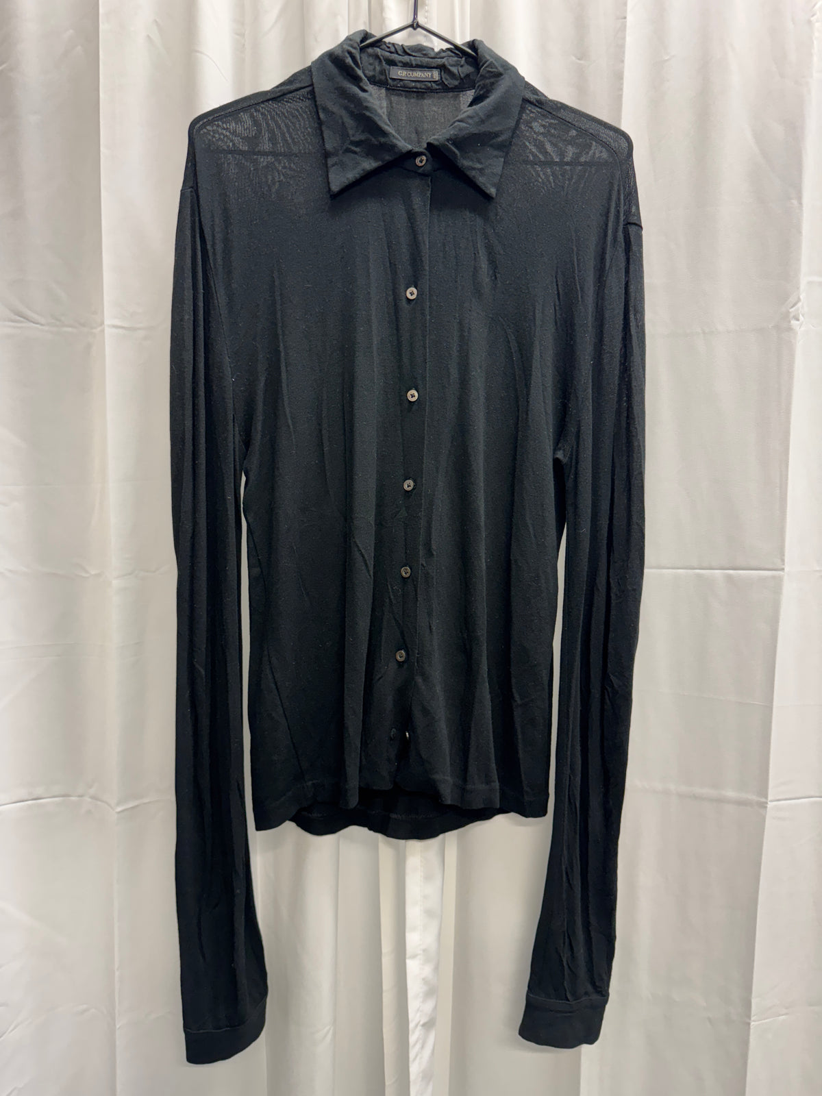 cp company soft elongated sleeve semi sheer shirt