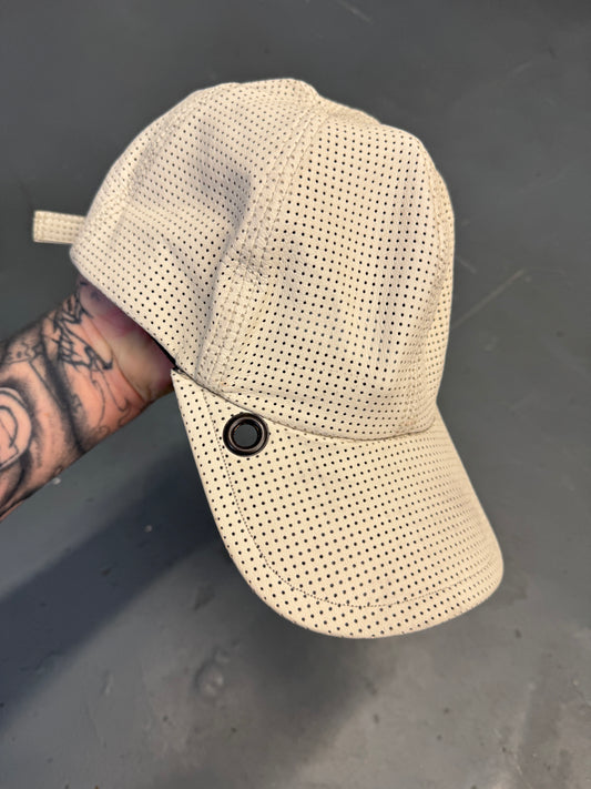 Luca Stucci White Perforated Lambskin Cap