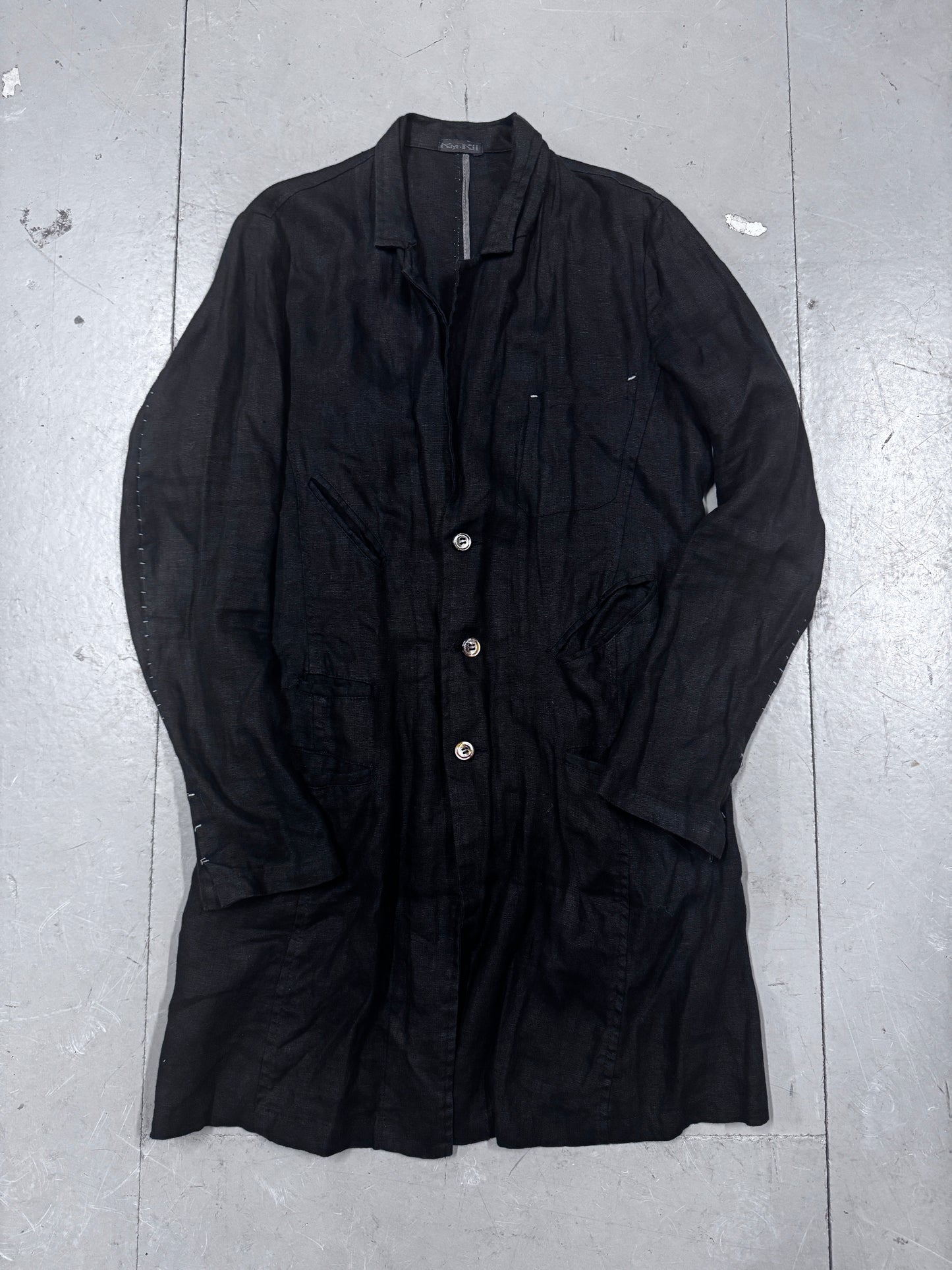 Kmrii Scar Stitch Linen Overcoat