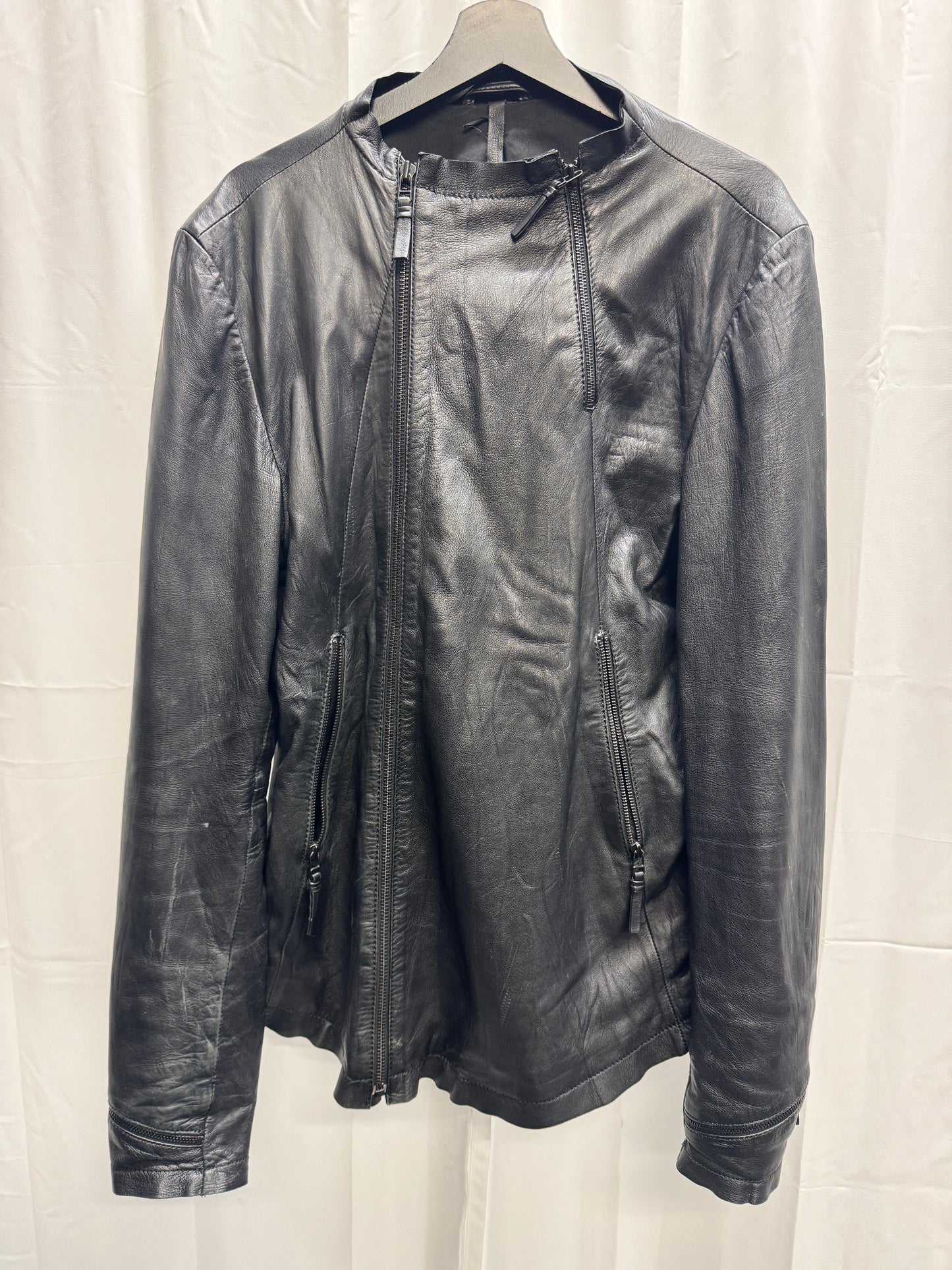barbara i gongini zip thumbhole leather jacket