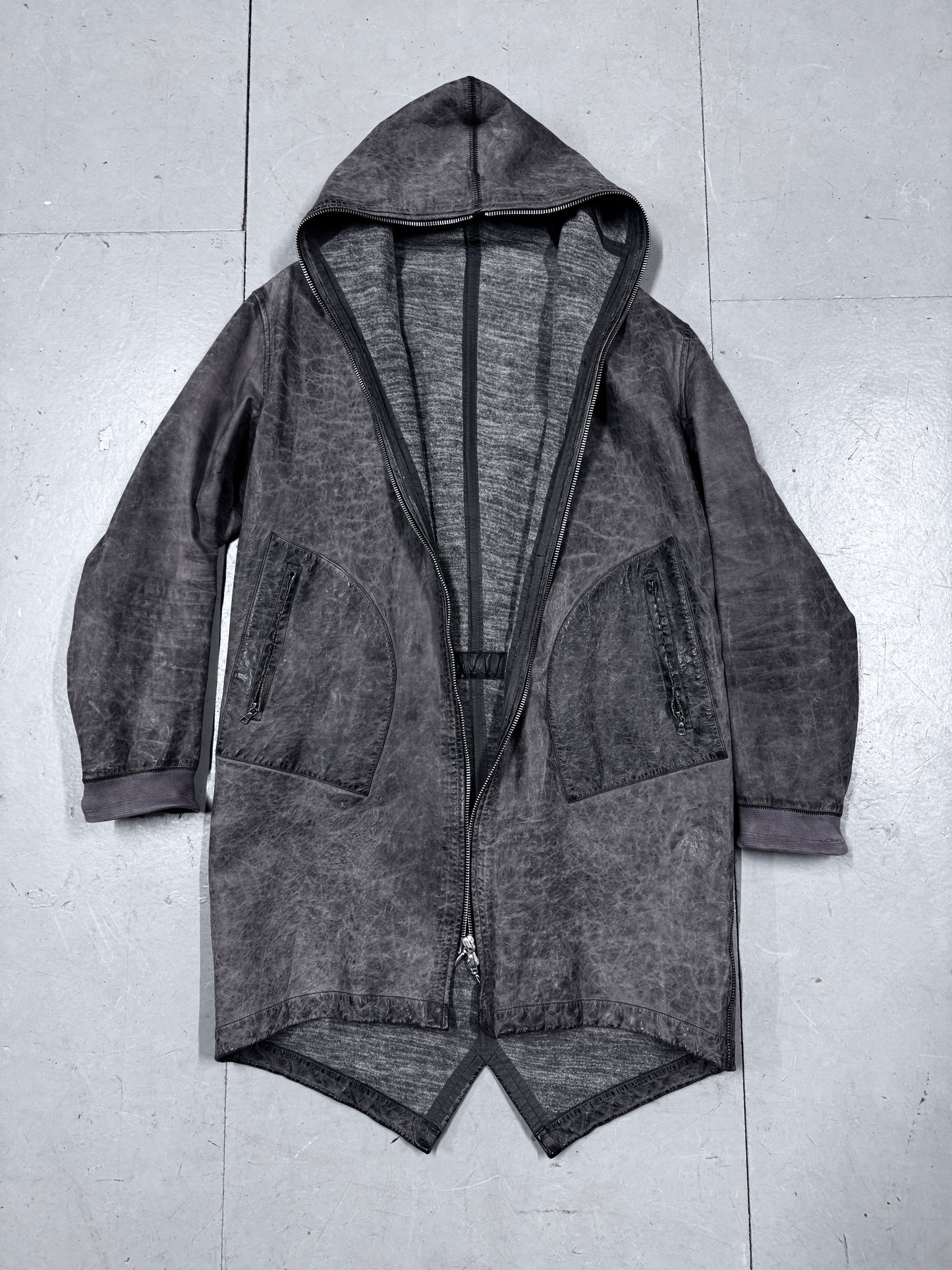 Isaac Sellam Full Zip Textured Leather Coat
