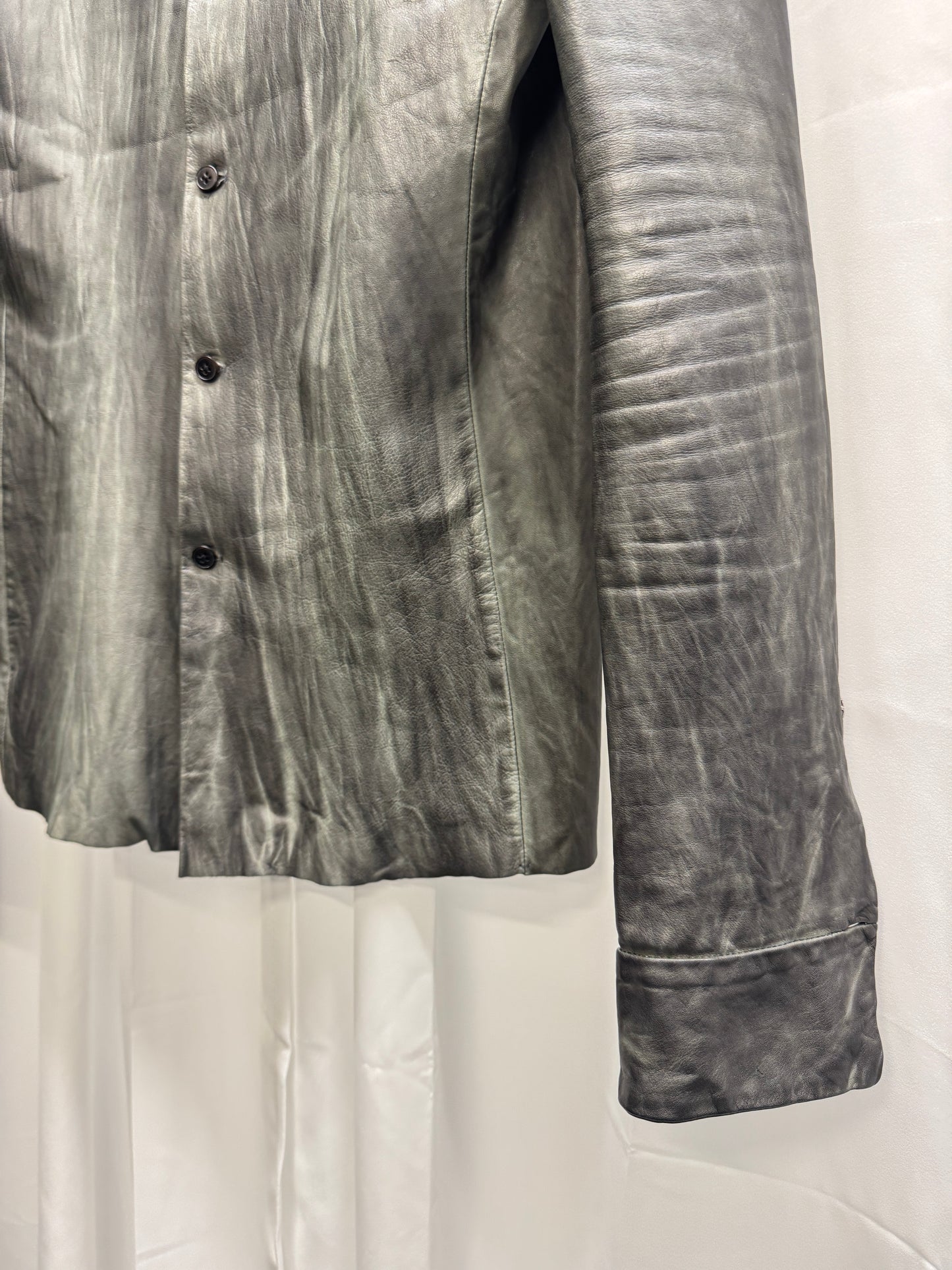 m.a+ anatomical textured calfskin shirt jacket