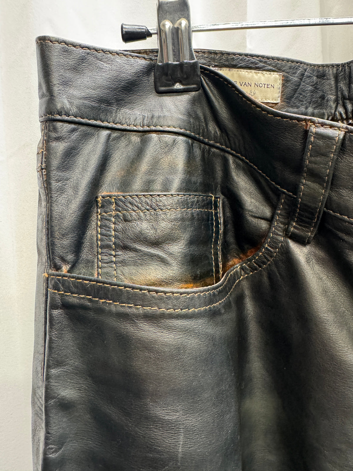 Dries Van Noten early-2000s black leather trousers