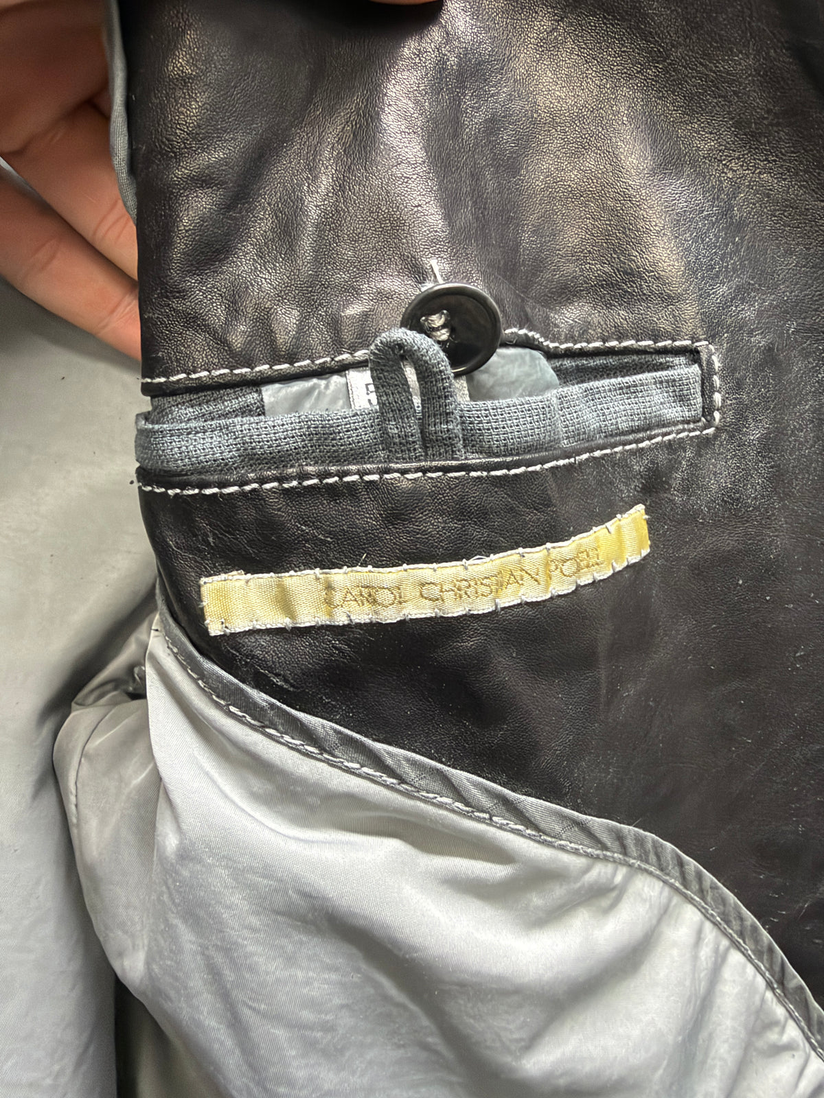 Carol Christian Poell SS06 Male U-Turn LM-2113/L ZAG-PTC/29 Garment-Dyed Leather Scarstitch Blazer (XL)