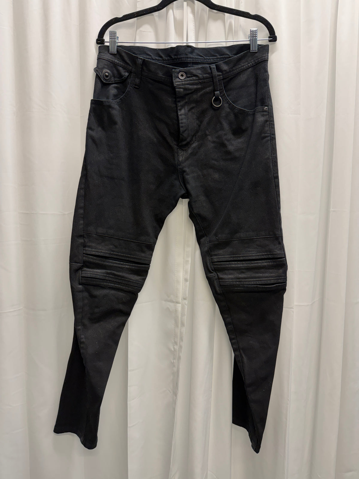 Julius 7 Permanent Collection Gas Rider Moto Waxed Twisted Jeans (S)