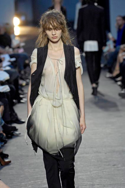 ann demeulemeester ss07 runway 100% silk gradient dress