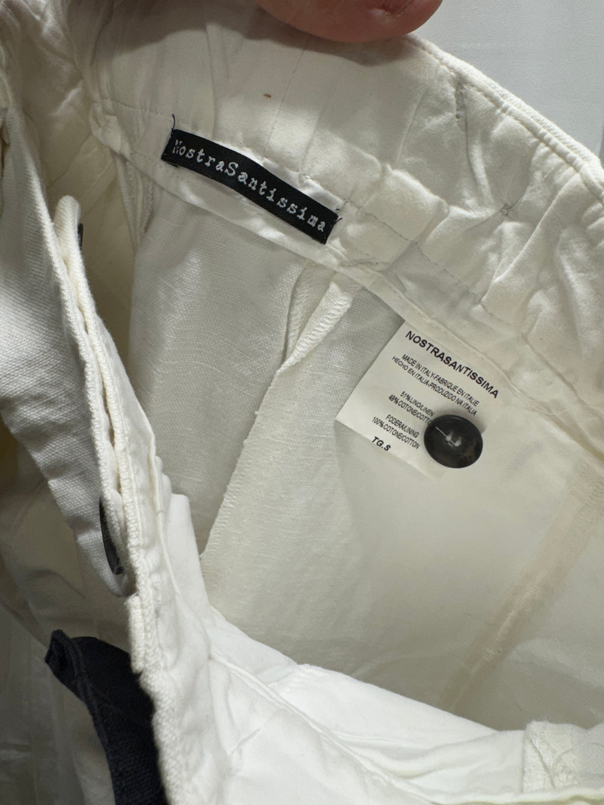 NostraSantissima Linen Contrast Suspender Drop Crotch Trouser