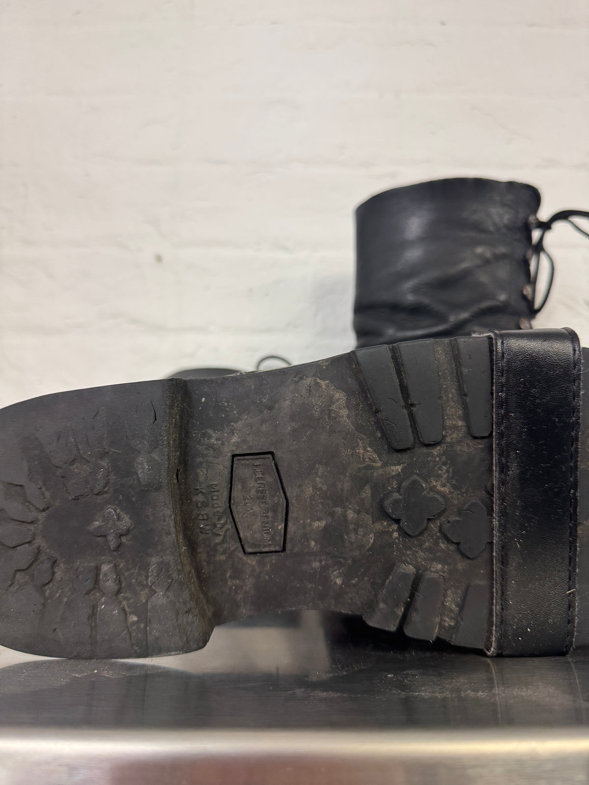 Buckled Strap Detail Military Leather Combat Boots