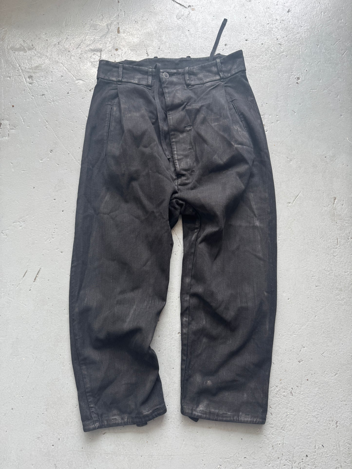 boris bidjan saberi p2.1 coated denim wide trouser